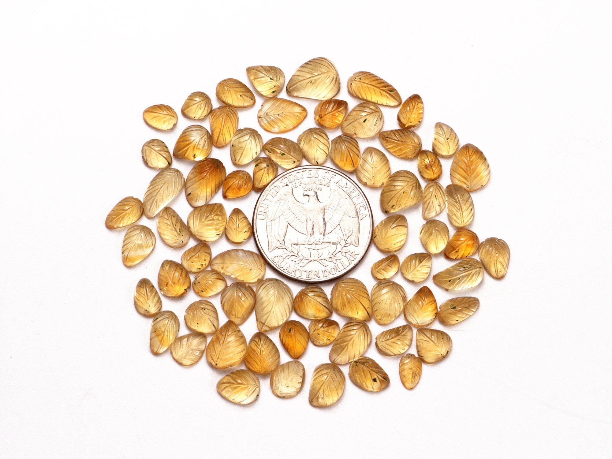 AA Quality Citrine Leaf Carving Loose Gemstone,  SKU2029