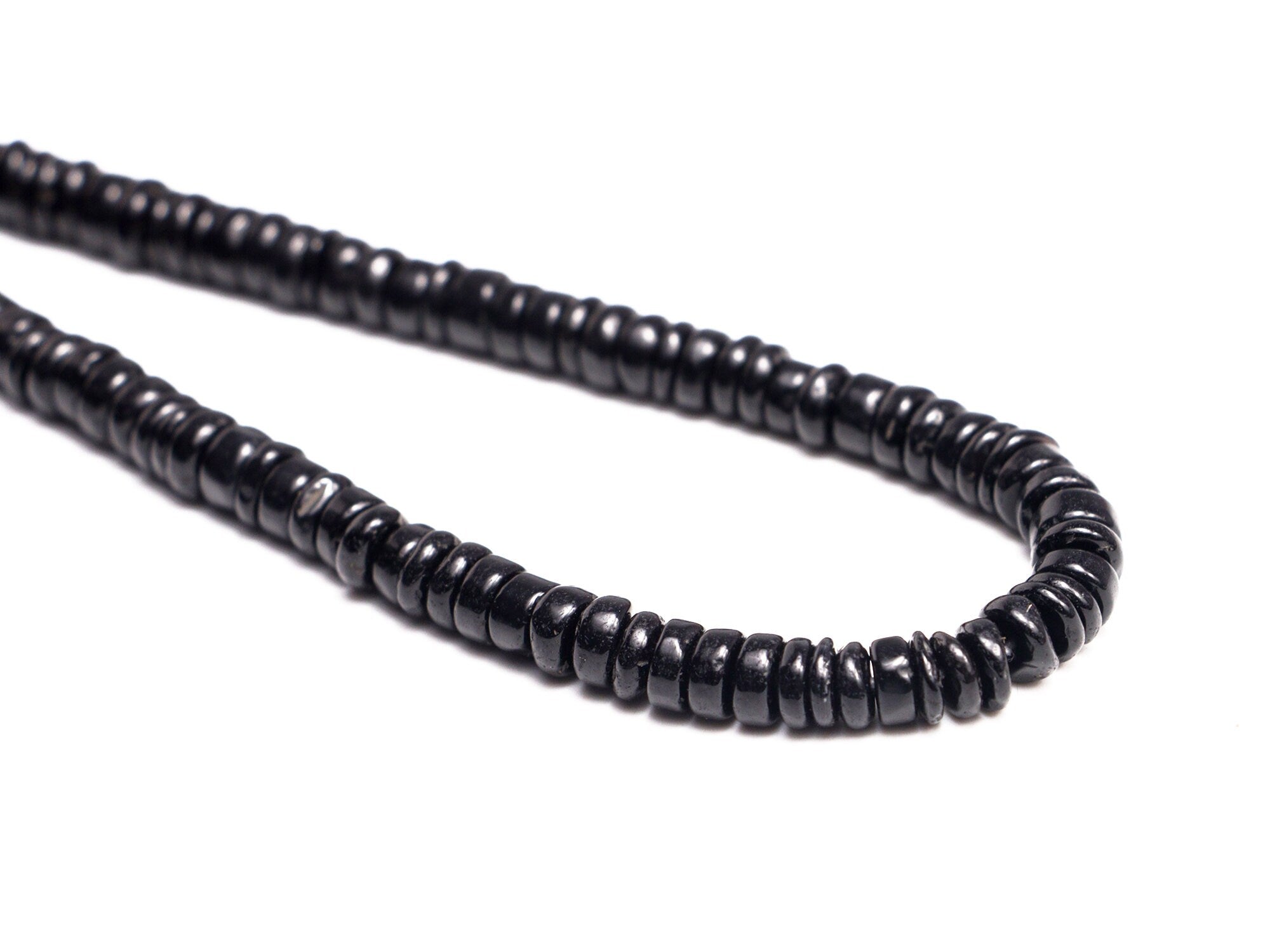 AA Quality Black Onyx Smooth Heishi Beads, SKU2080