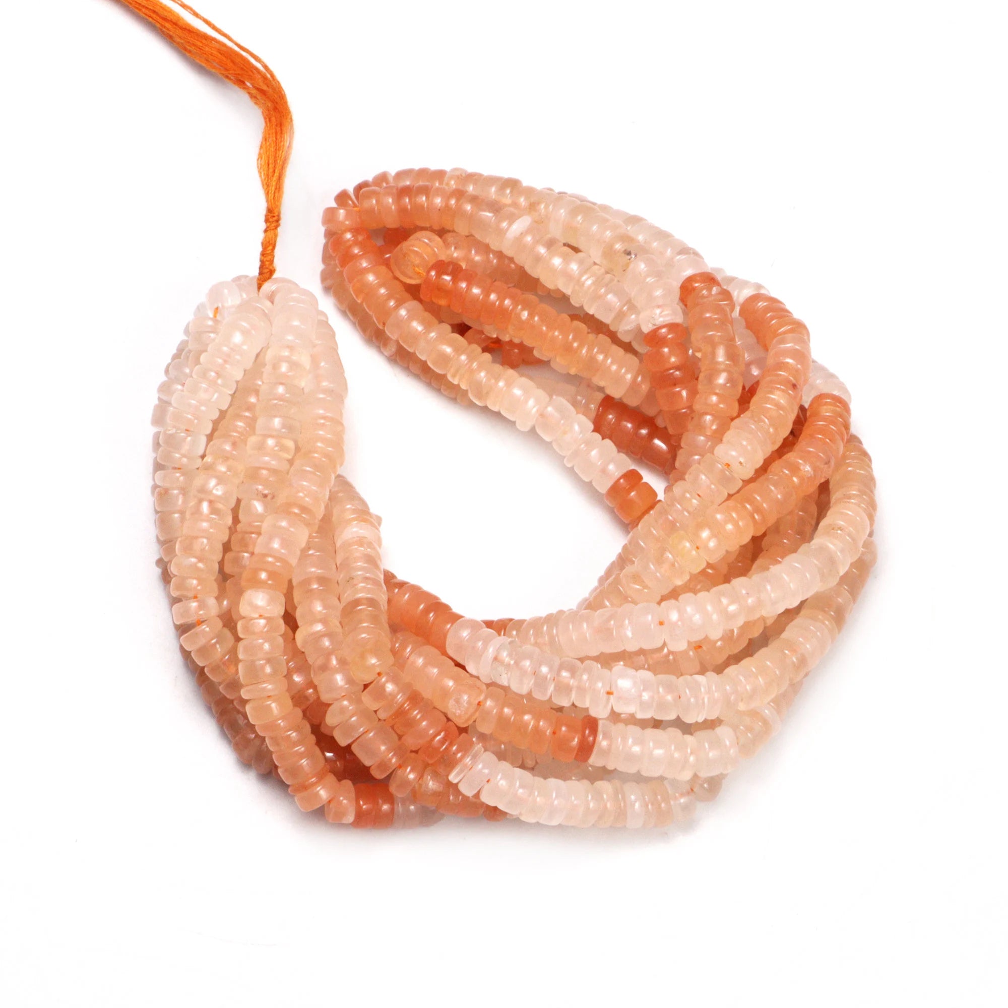 Shaded Peach Strawberry Smooth Heishi Beads, SKU2076