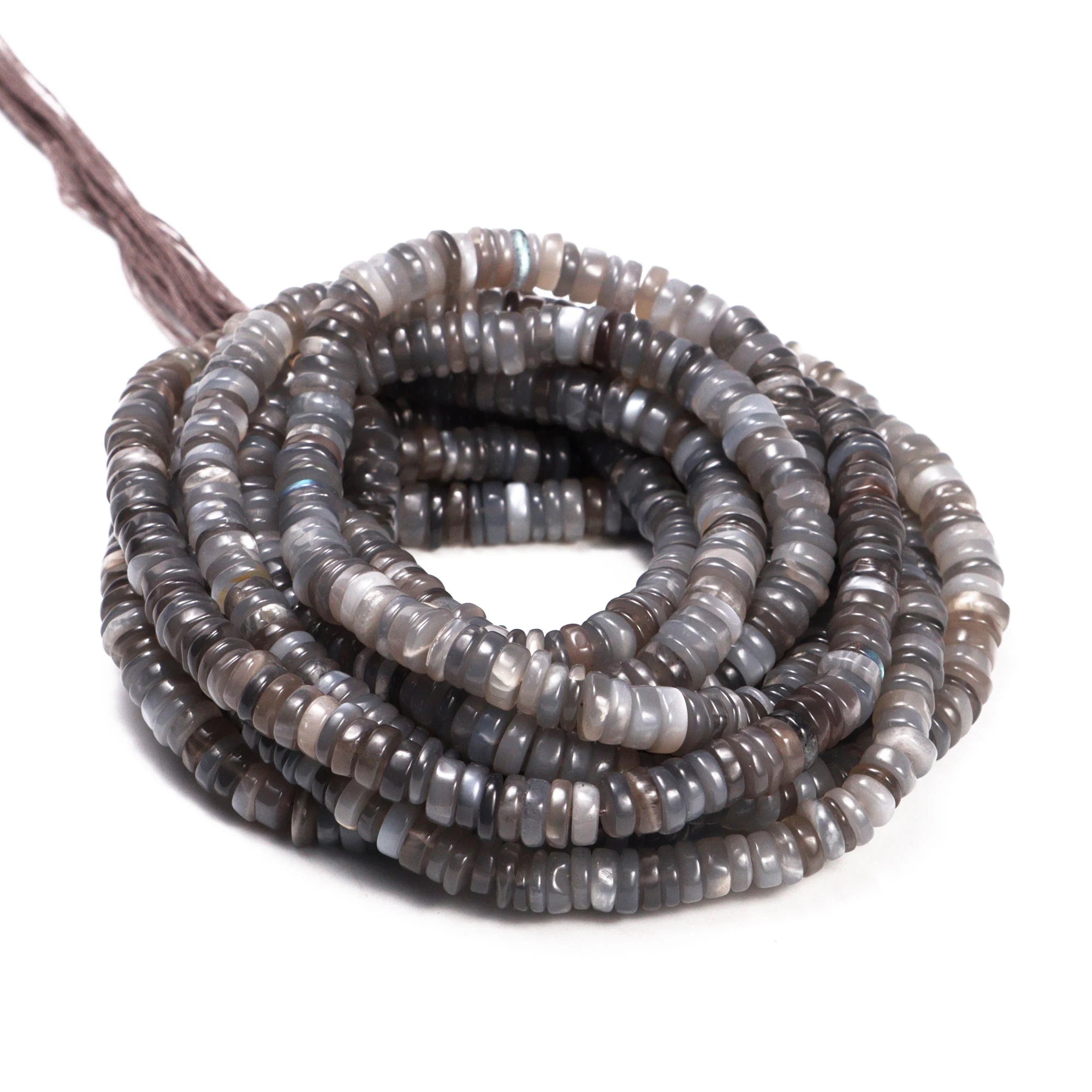AA Quality Grey Moonstone Smooth Heishi Beads, SKU2077