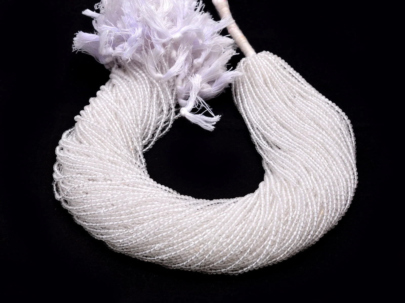 White Crystal Smooth Micro Round Beads, 2 mm, 16 Inch, SKU718