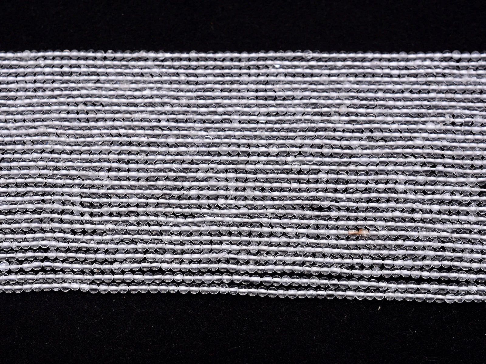 White Crystal Smooth Micro Round Beads, 2 mm, 16 Inch, SKU718