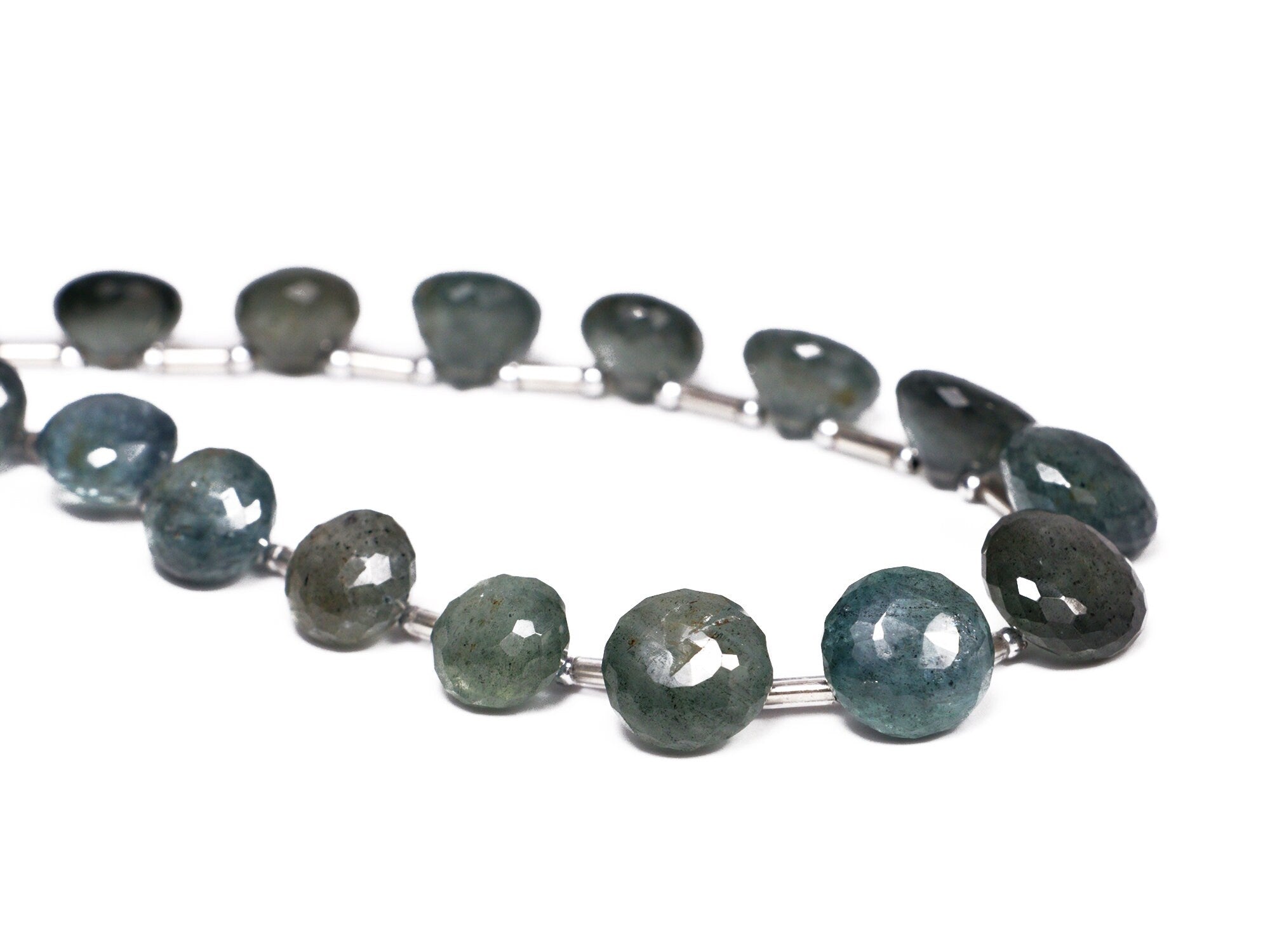 AA Quality Moss Aquamarine Faceted Onion Beads Briolettes, SKU2046