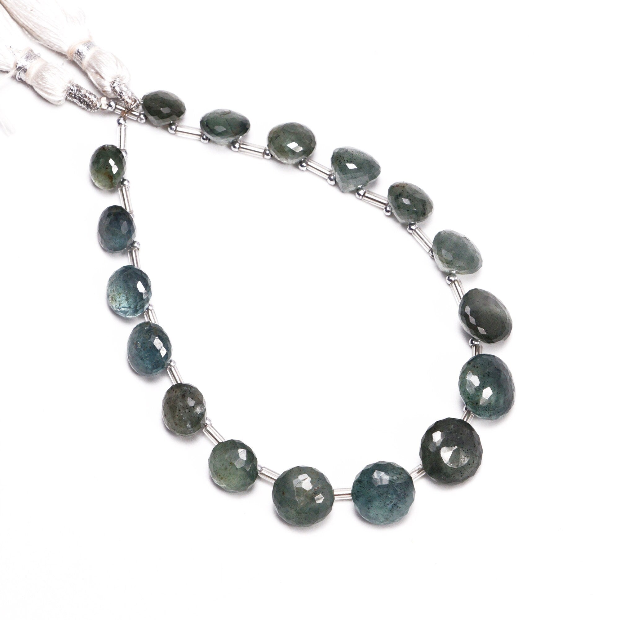 AA Quality Moss Aquamarine Faceted Onion Beads Briolettes, SKU2046