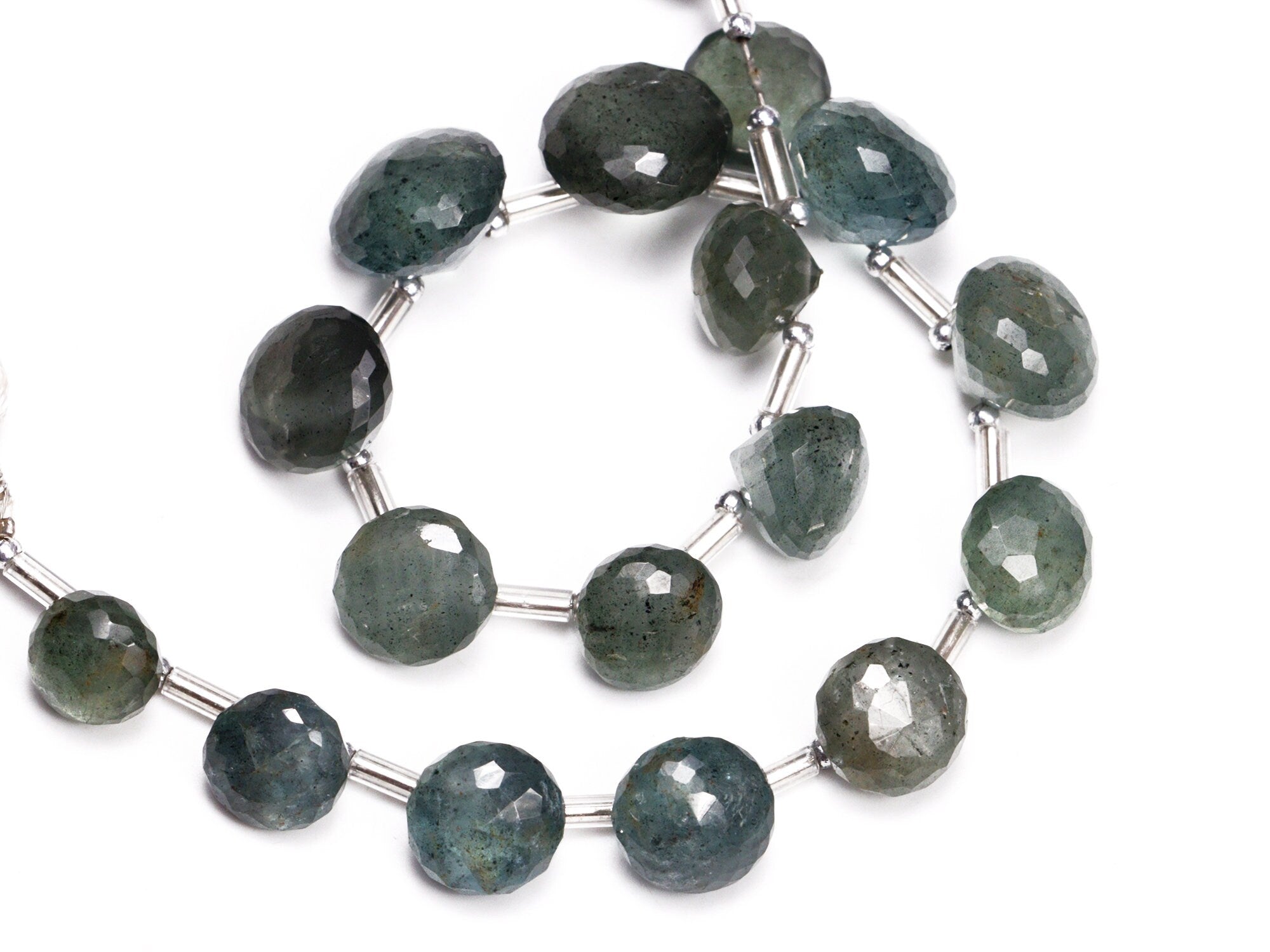 AA Quality Moss Aquamarine Faceted Onion Beads Briolettes, SKU2046