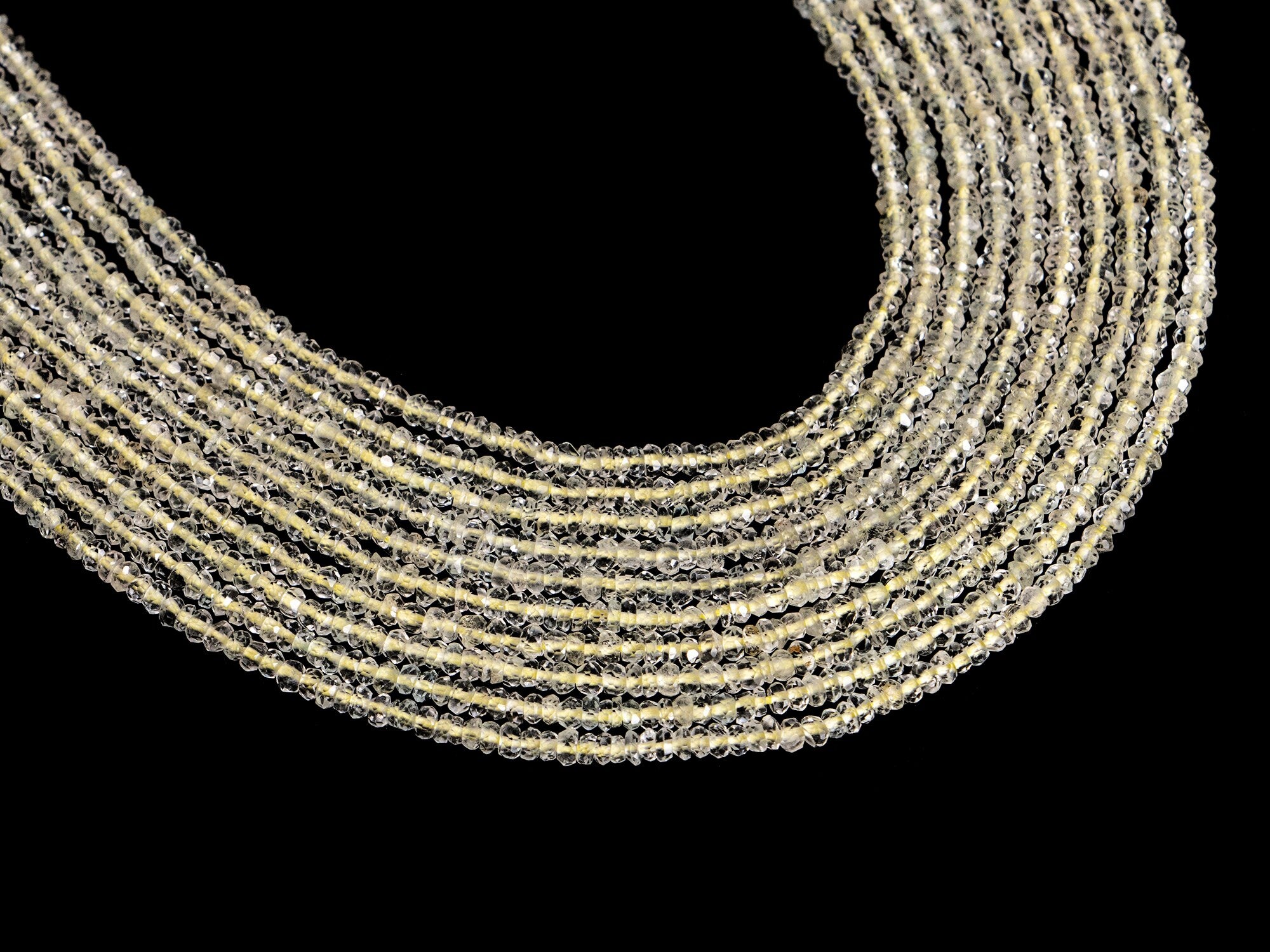 AA Quality Yellow Aquamarine Faceted Rondelle Beads, SKU2049