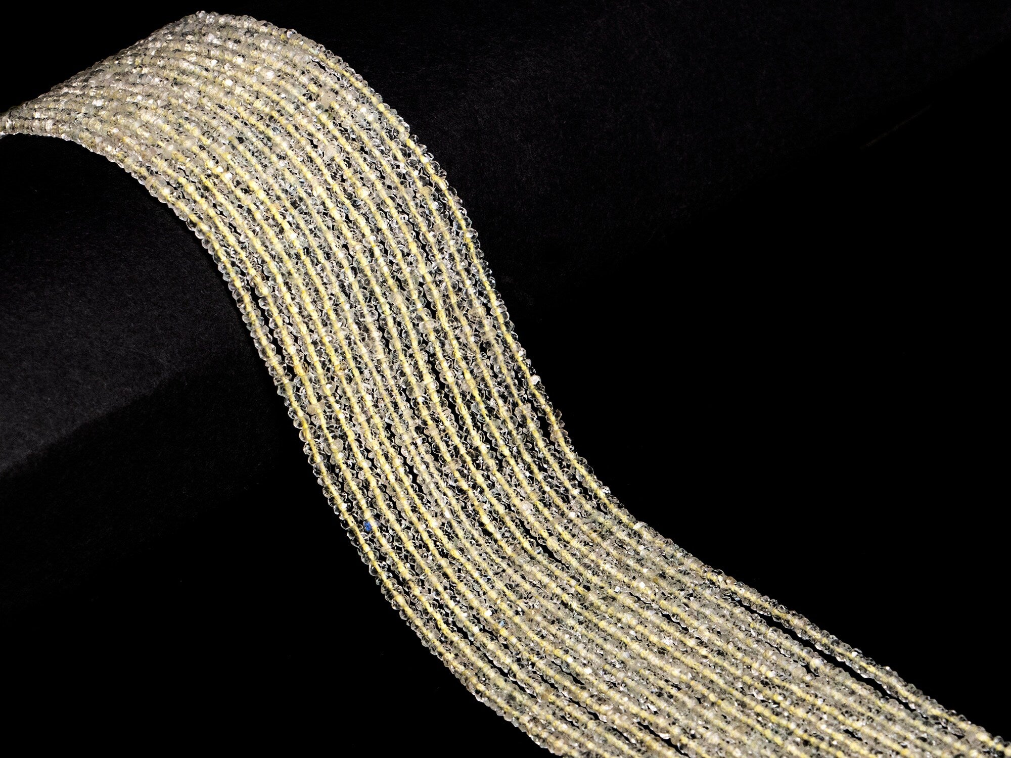 AA Quality Yellow Aquamarine Faceted Rondelle Beads, SKU2049