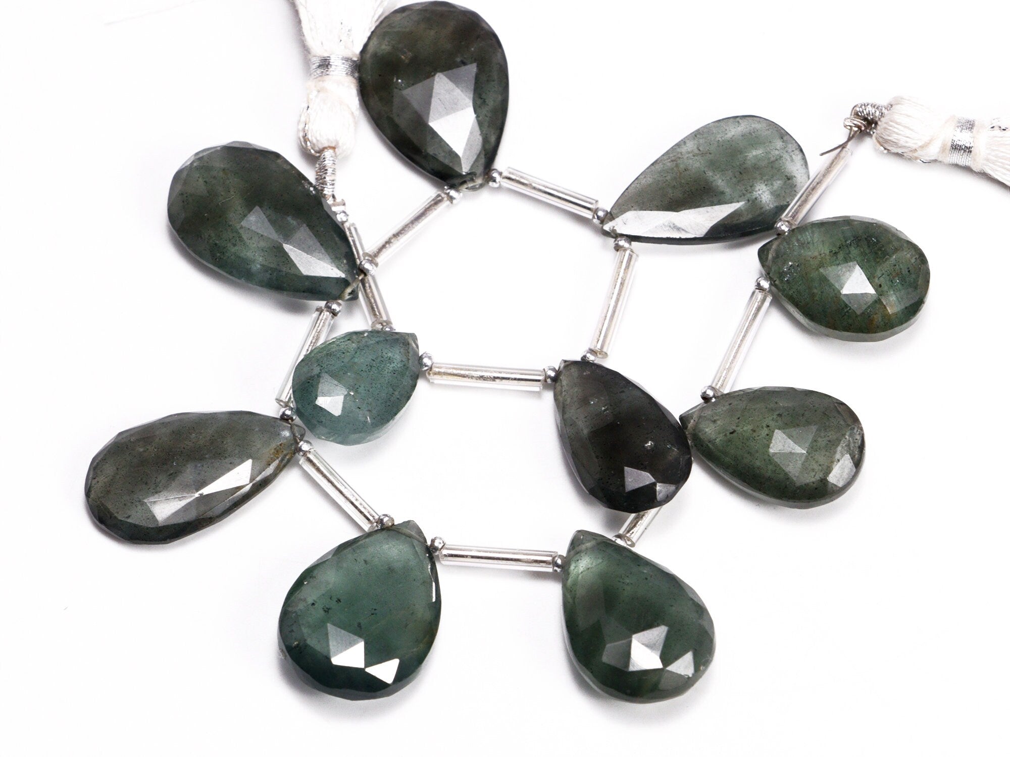 AA Quality Moss Aquamarine Faceted Pear Beads Briolettes, SKU2052
