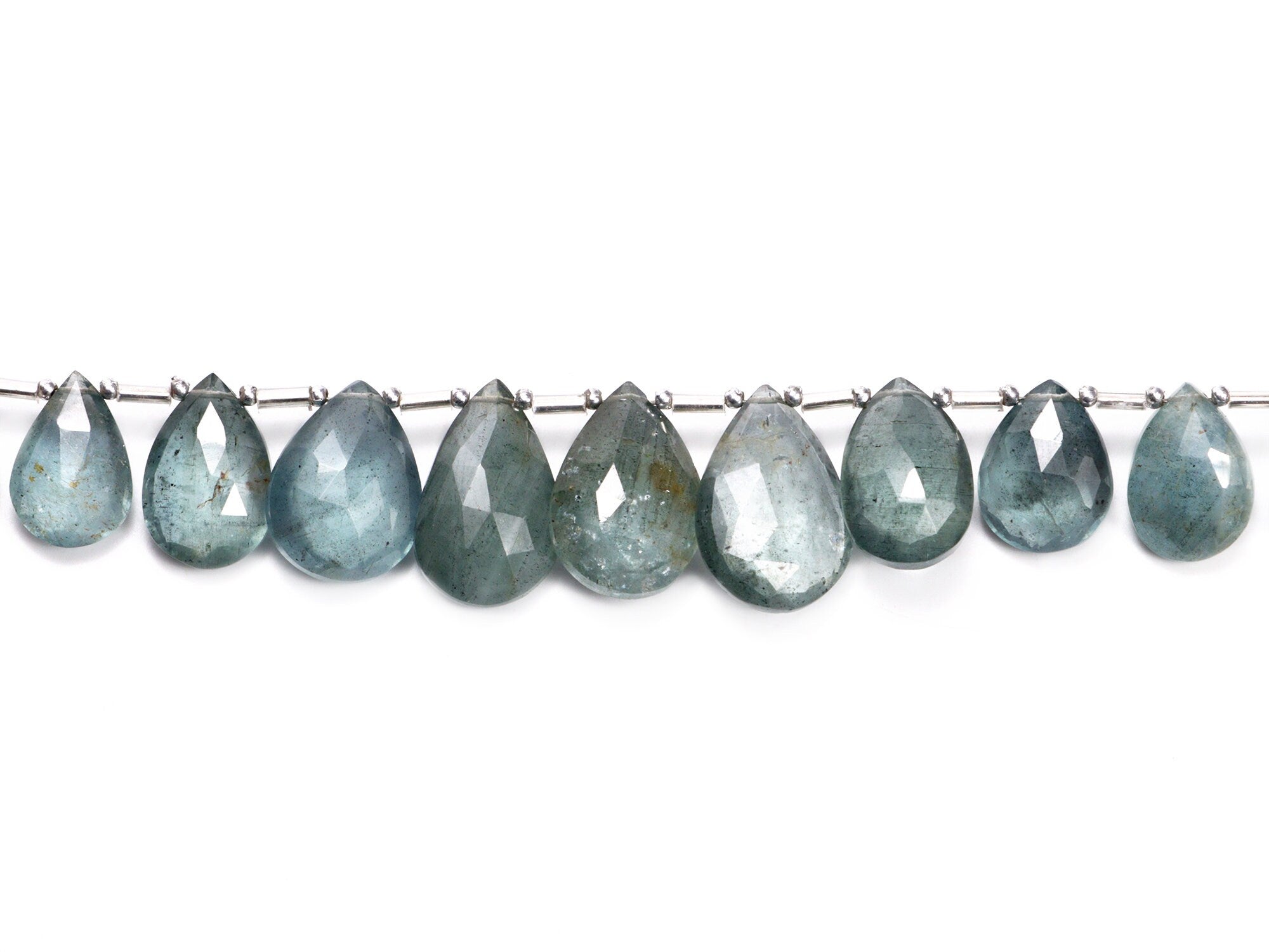AA Quality Moss Aquamarine Faceted Pear Beads Briolettes, SKU2054