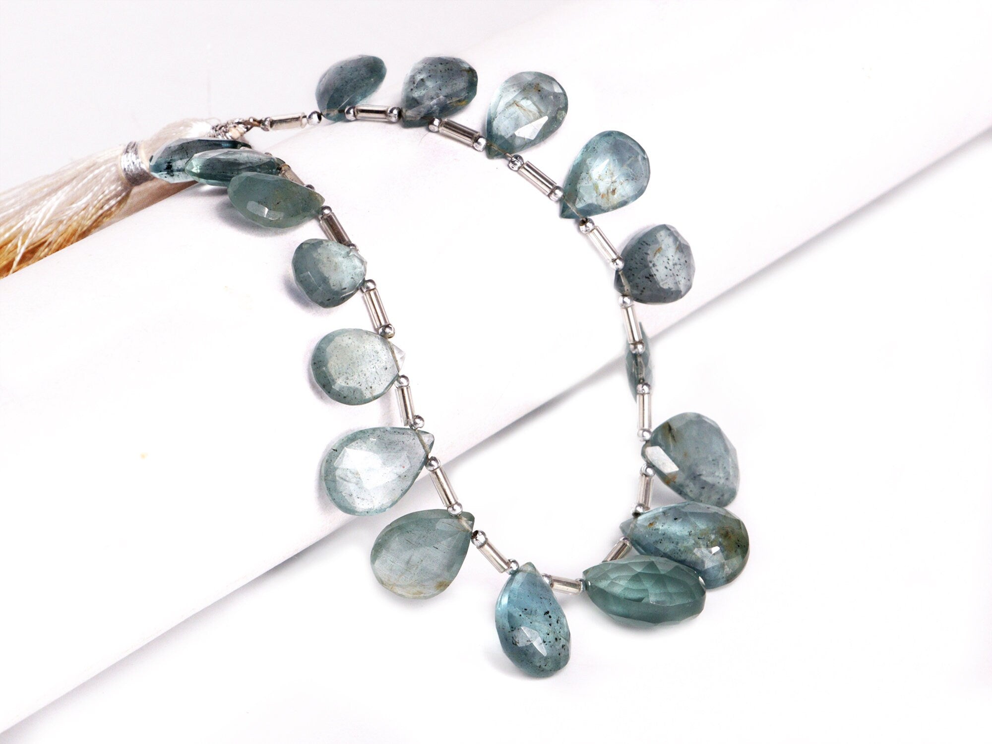 AA Quality Moss Aquamarine Faceted Pear Beads Briolettes, SKU2055