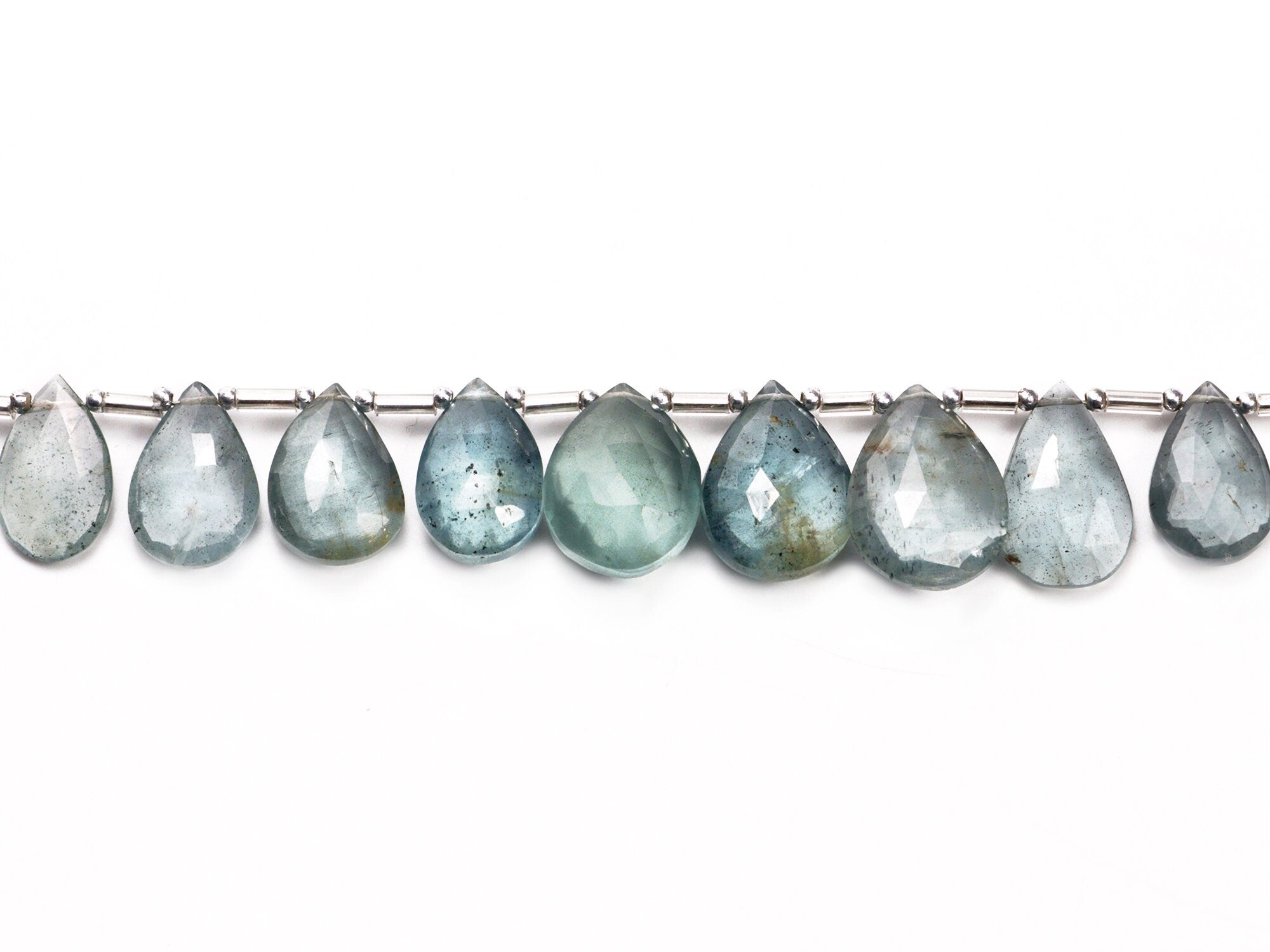 AA Quality Moss Aquamarine Faceted Pear Beads Briolettes, SKU2055