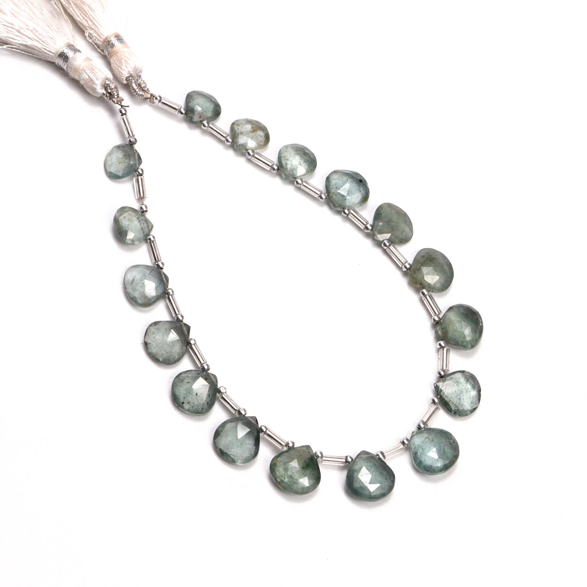 AA Quality Moss Aquamarine Faceted Heart Beads Briolettes, SKU2056