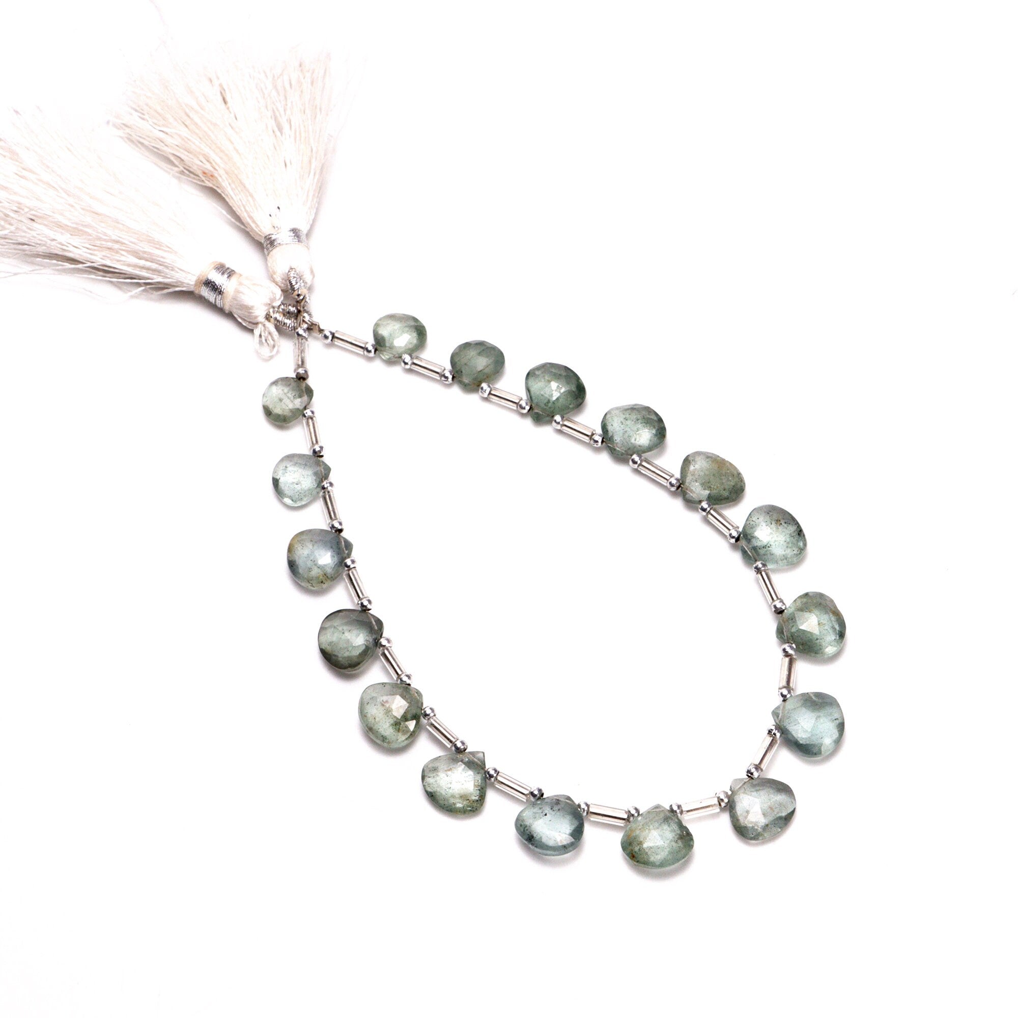 AA Quality Moss Aquamarine Faceted Heart Beads Briolettes, SKU2061