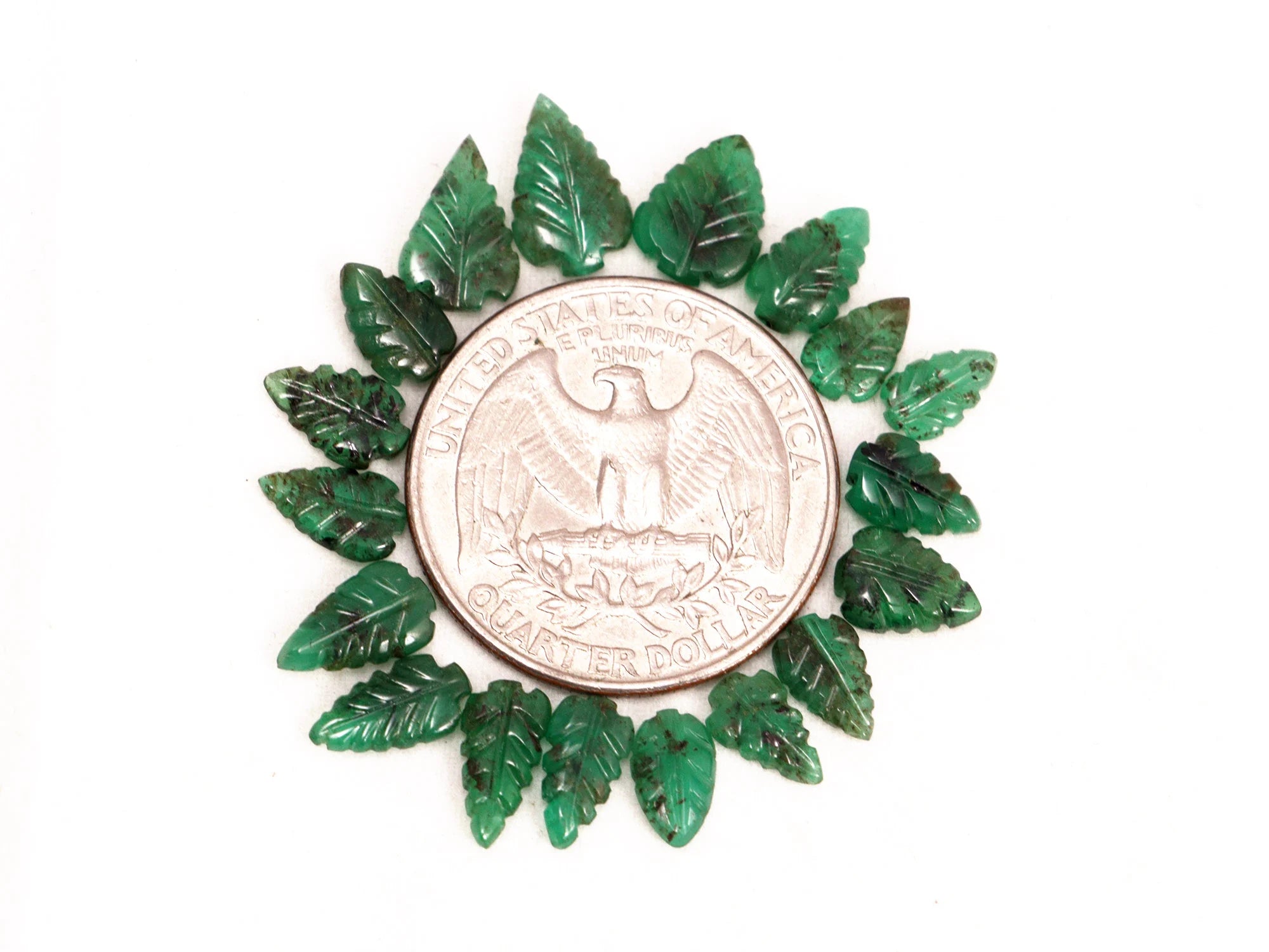 AA Quality Emerald Leaf Carving Gemstone, SKU2087