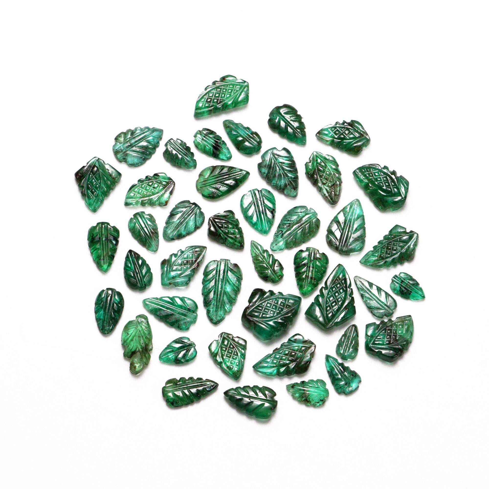 AA Quality Emerald Leaf Carving Gemstone Lot, SKU2089