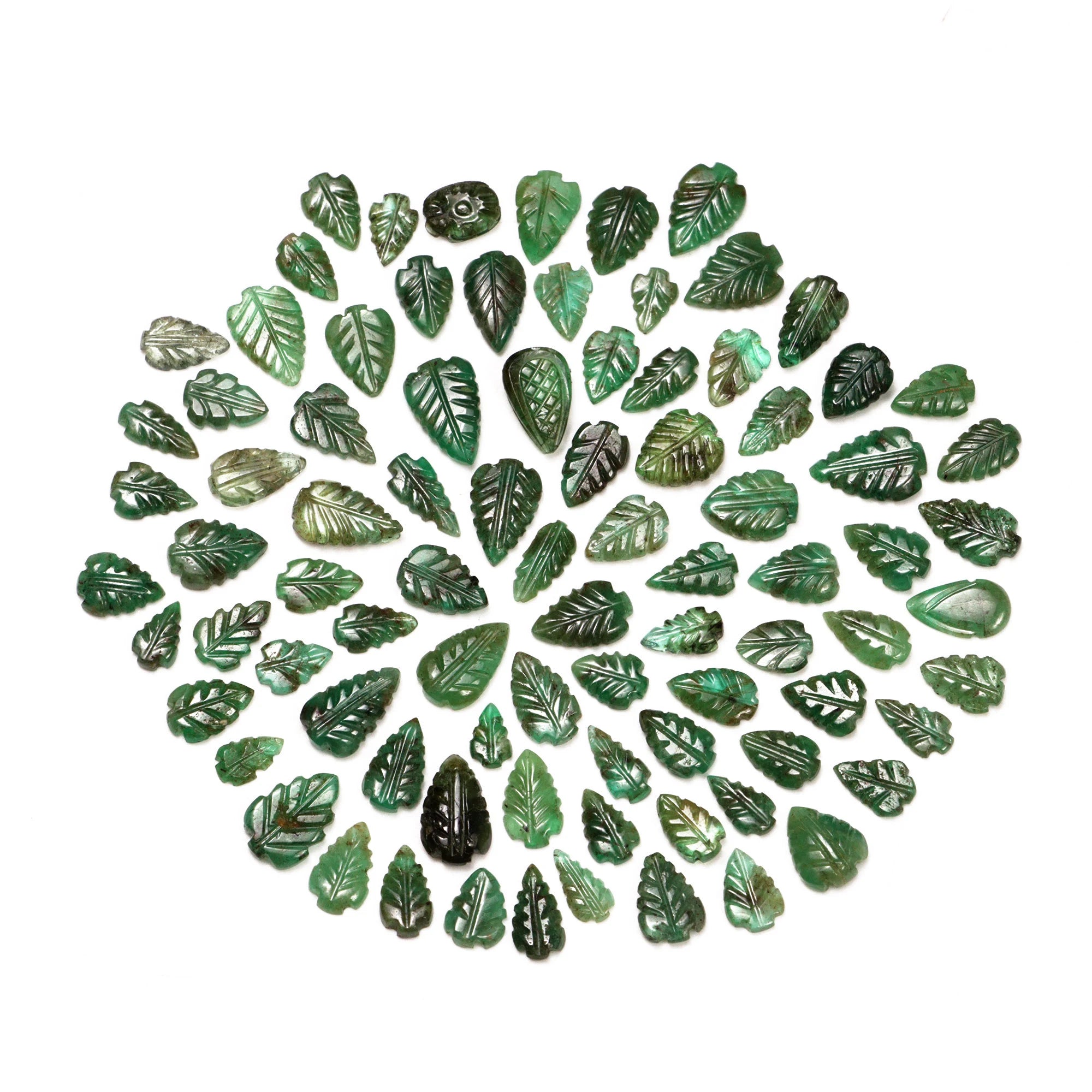 AA Quality Emerald Leaf Carving Gemstone Lot, SKU2094