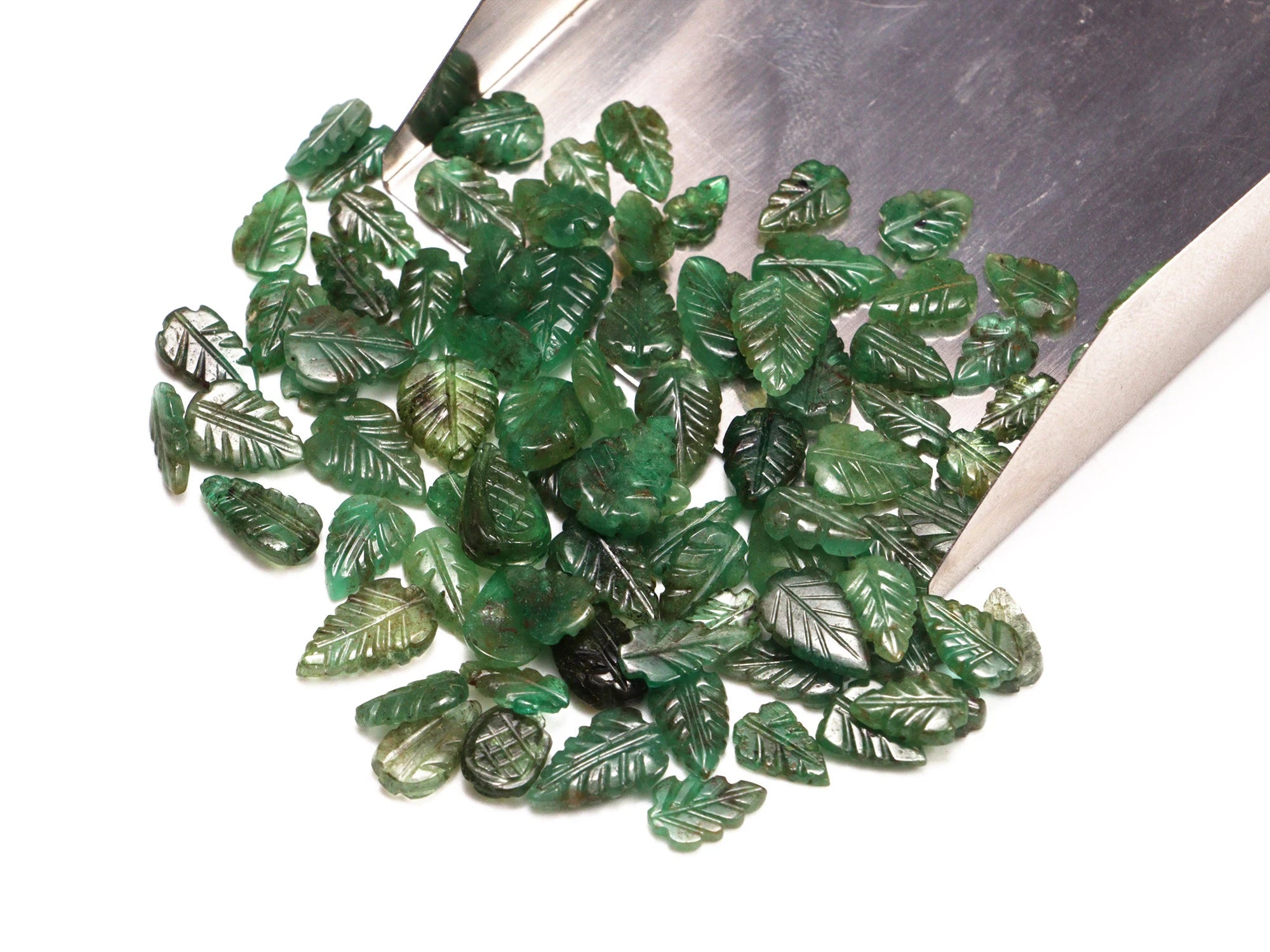 AA Quality Emerald Leaf Carving Gemstone Lot, SKU2094