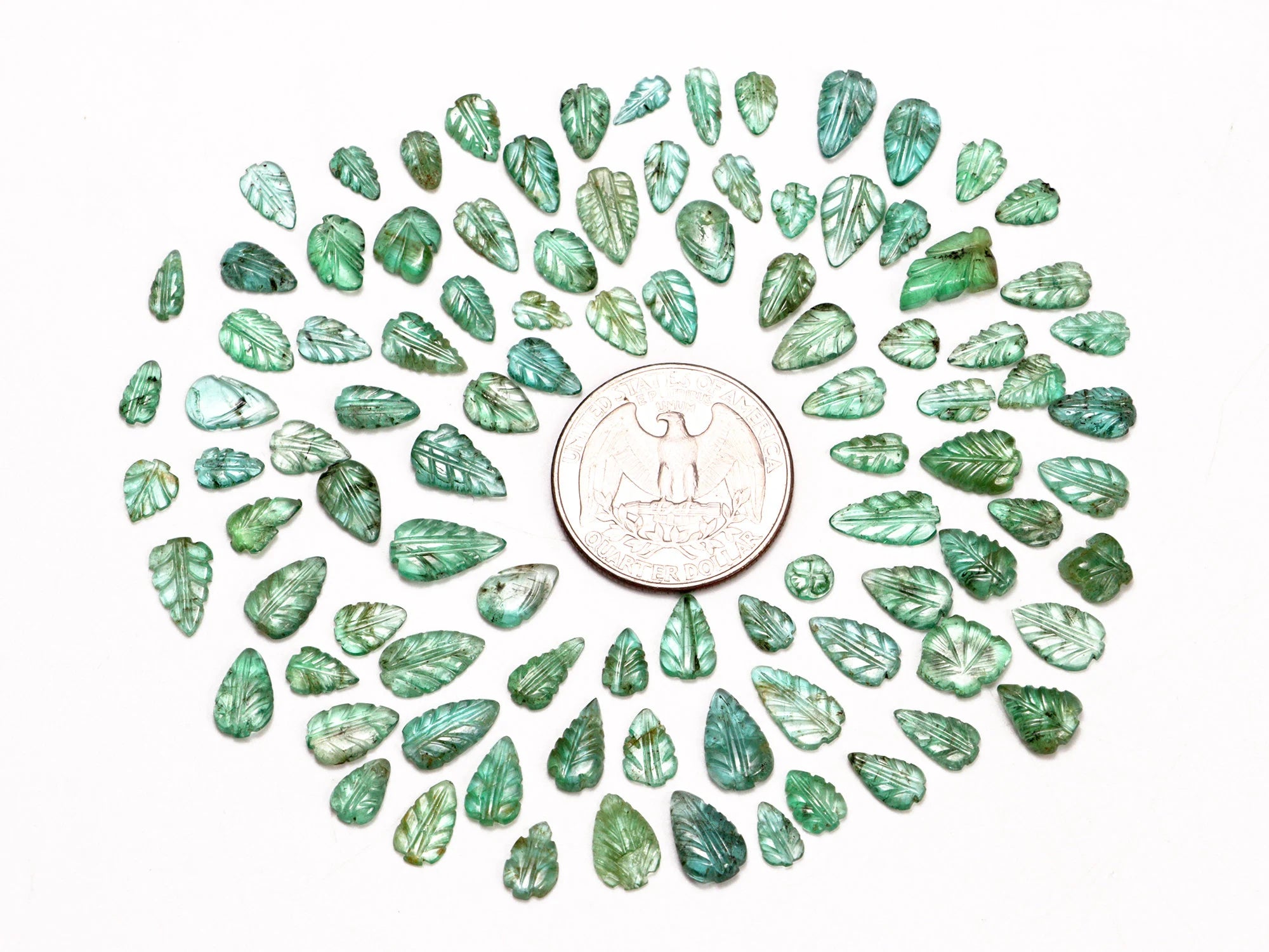 AA Quality Emerald Leaf Carving Gemstone Lot, SKU2092
