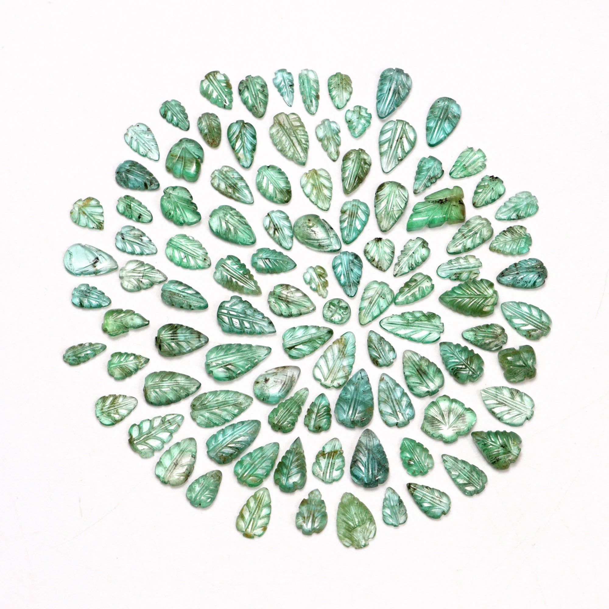 AA Quality Emerald Leaf Carving Gemstone Lot, SKU2092