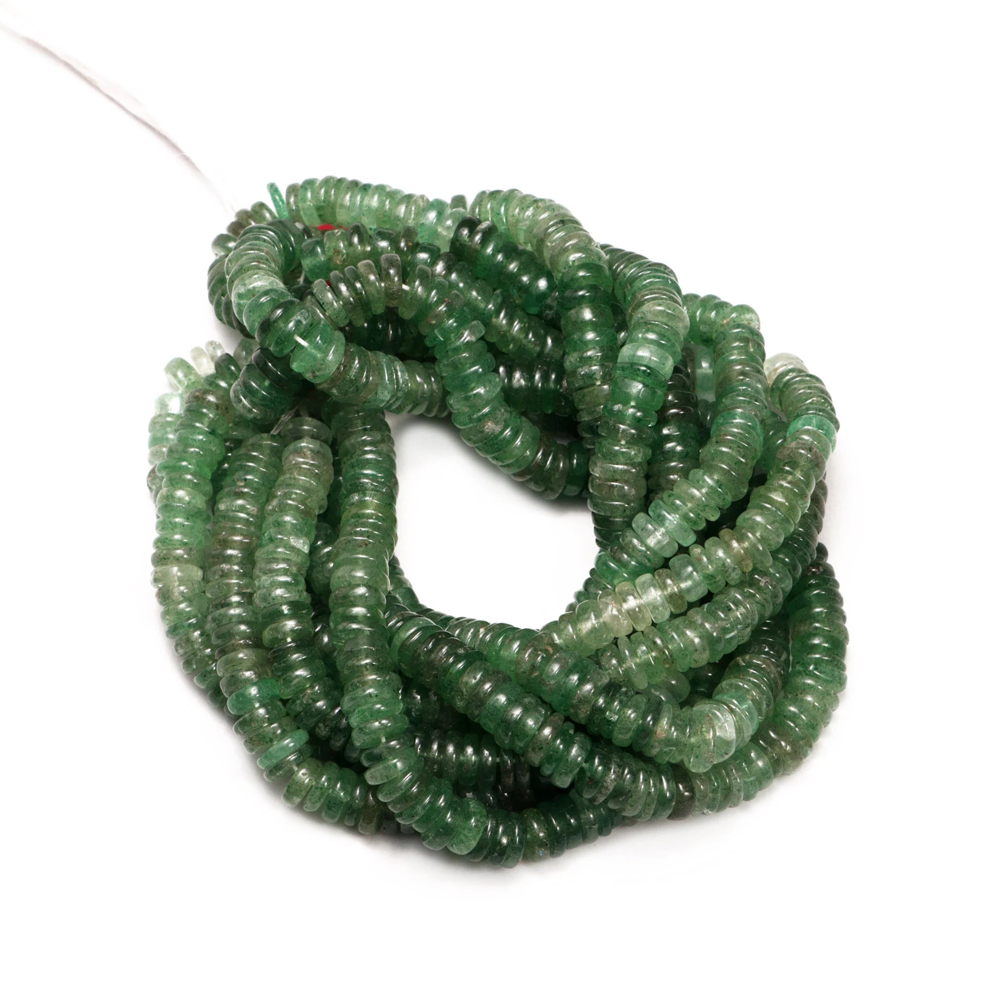 AA Quality Shaded Green Strawberry Smooth Heishi Beads, SKU2086