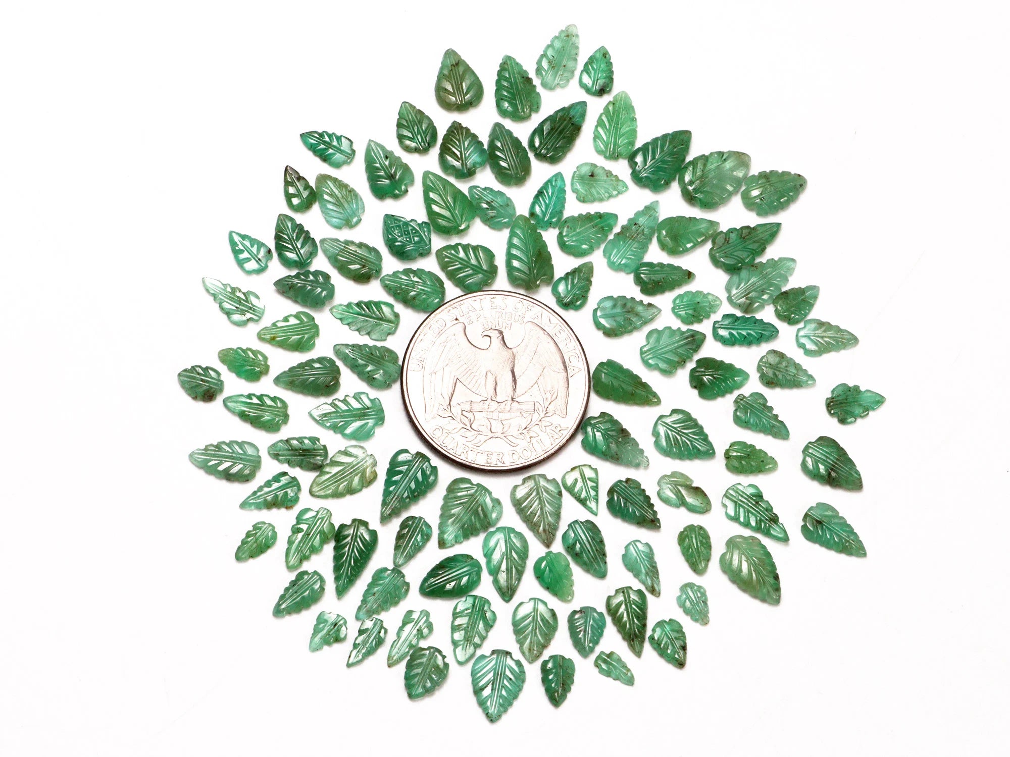AA Quality Emerald Leaf Carving Gemstone Lot, SKU2093
