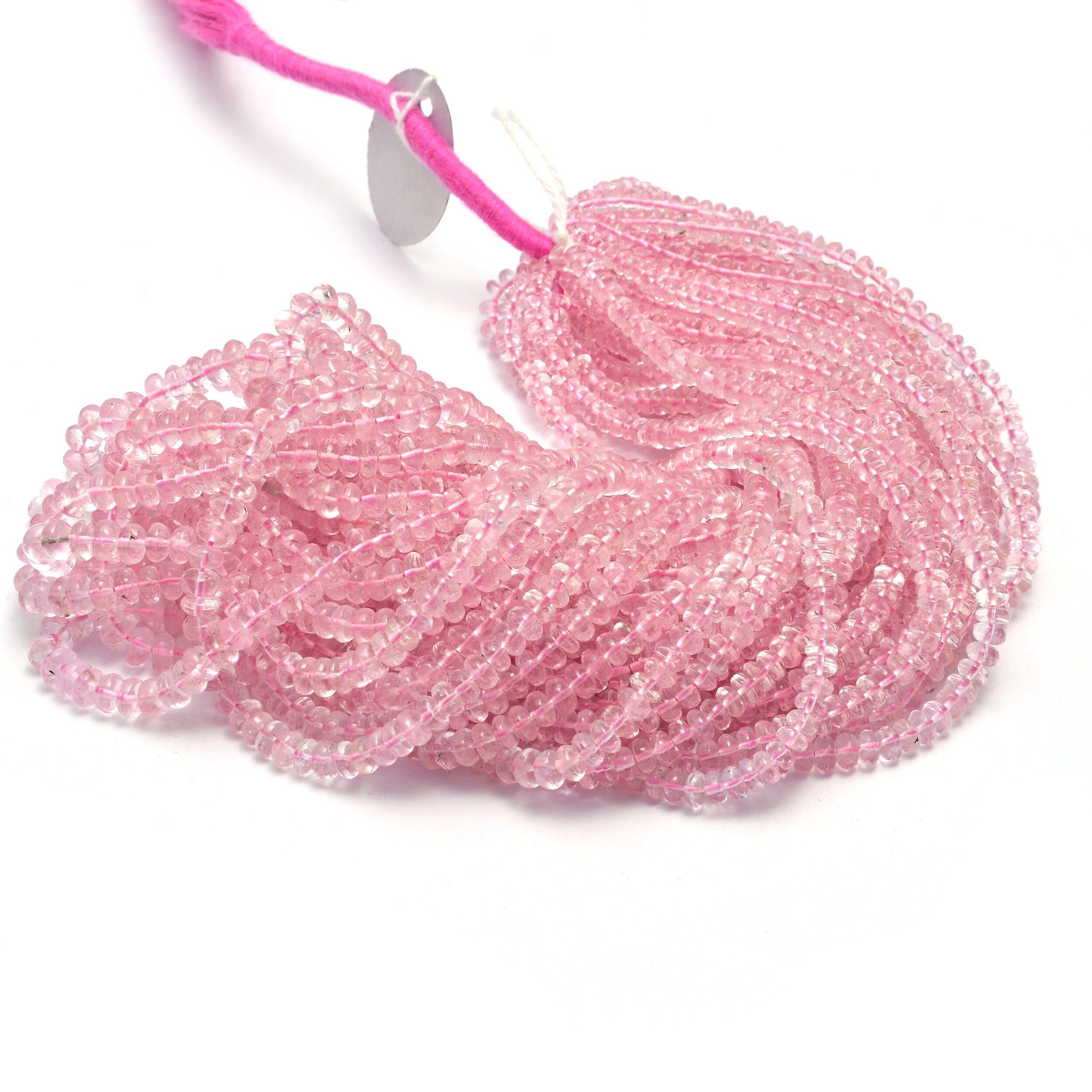AAA Grade Pink Morganite Smooth Rondelle Beads, SKU880