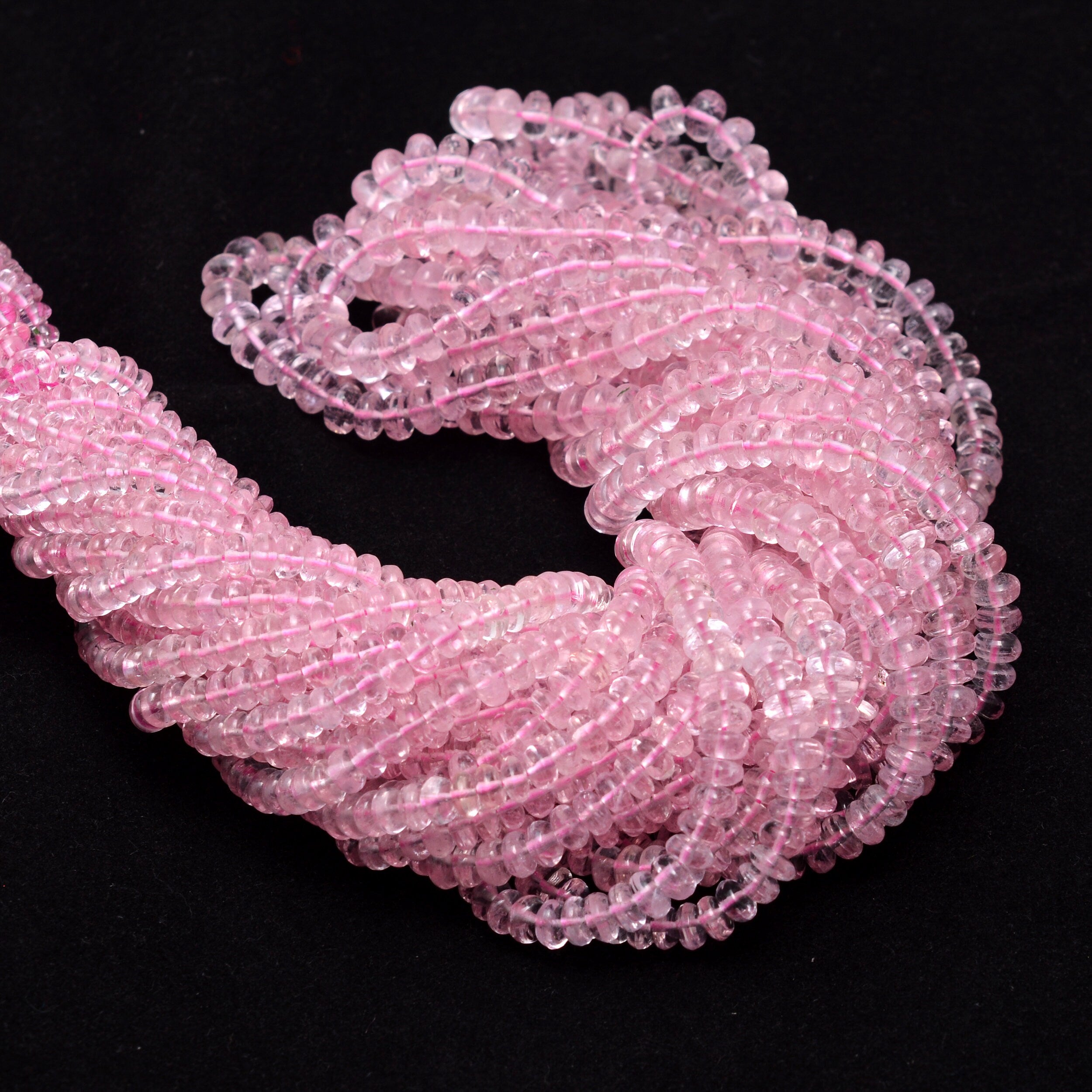 AAA Grade Pink Morganite Smooth Rondelle Beads, SKU880