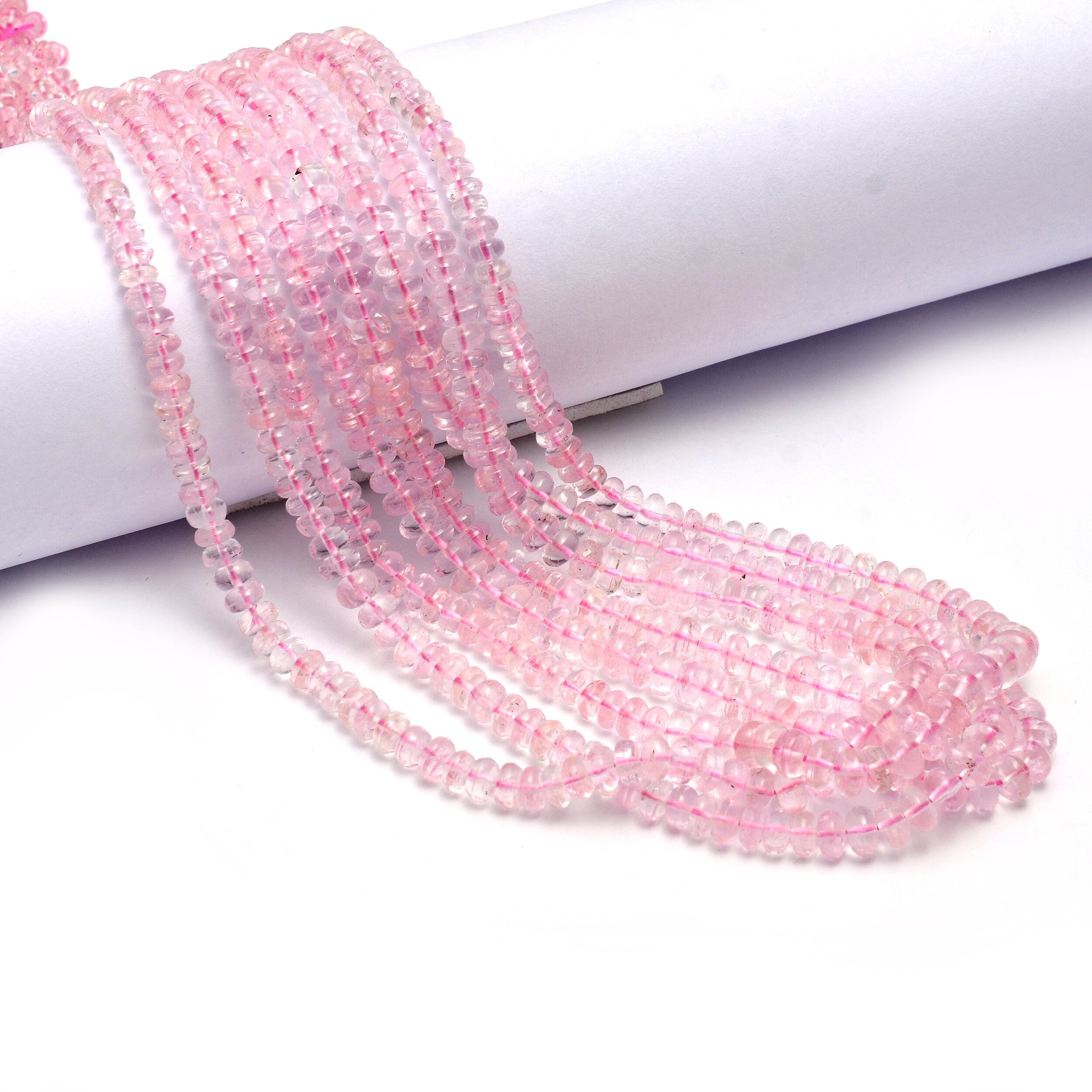 AAA Grade Pink Morganite Smooth Rondelle Beads, SKU880