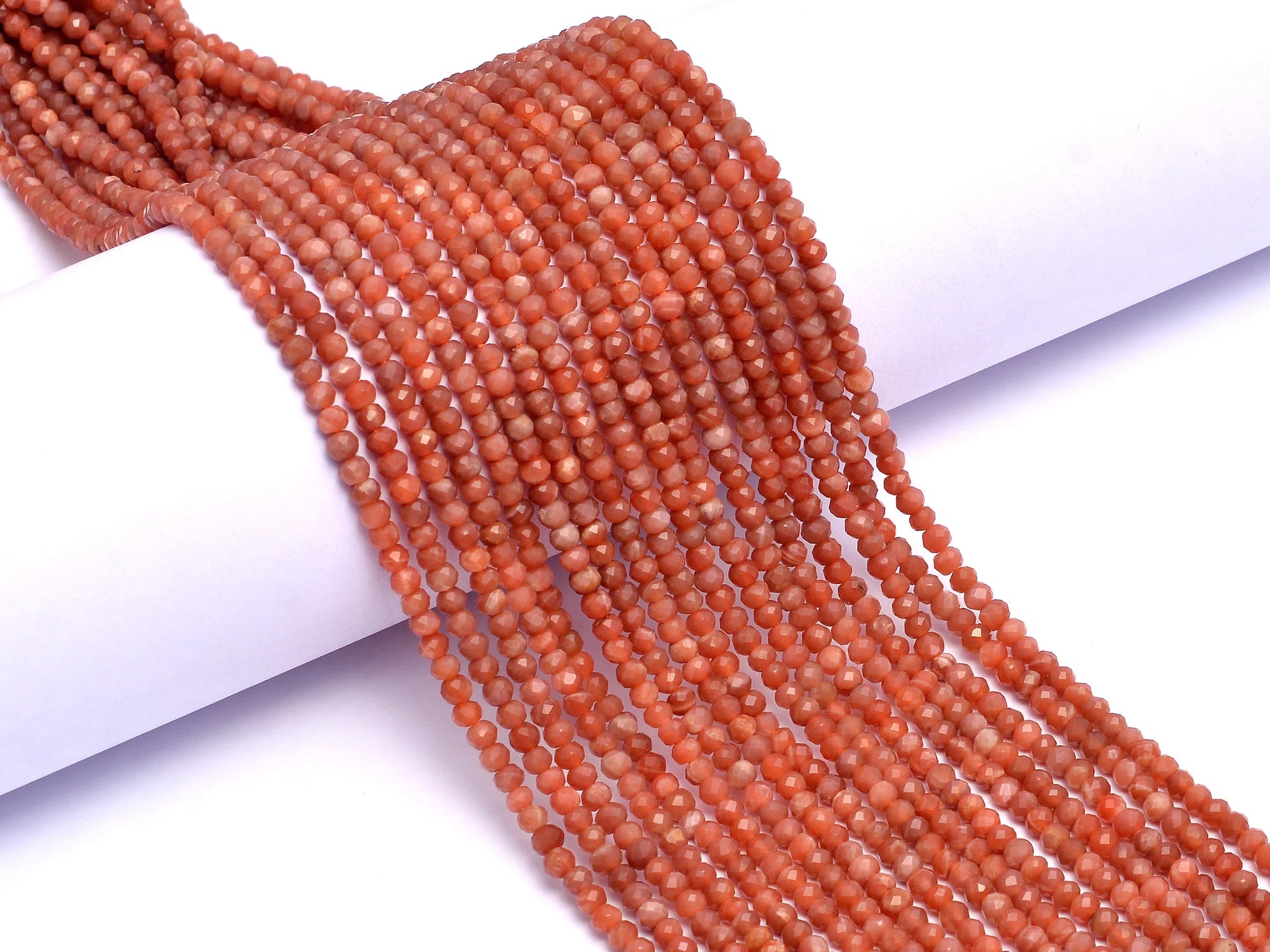 Natural Sunstone Faceted Round Balls Beads, 3 mm, SKU958