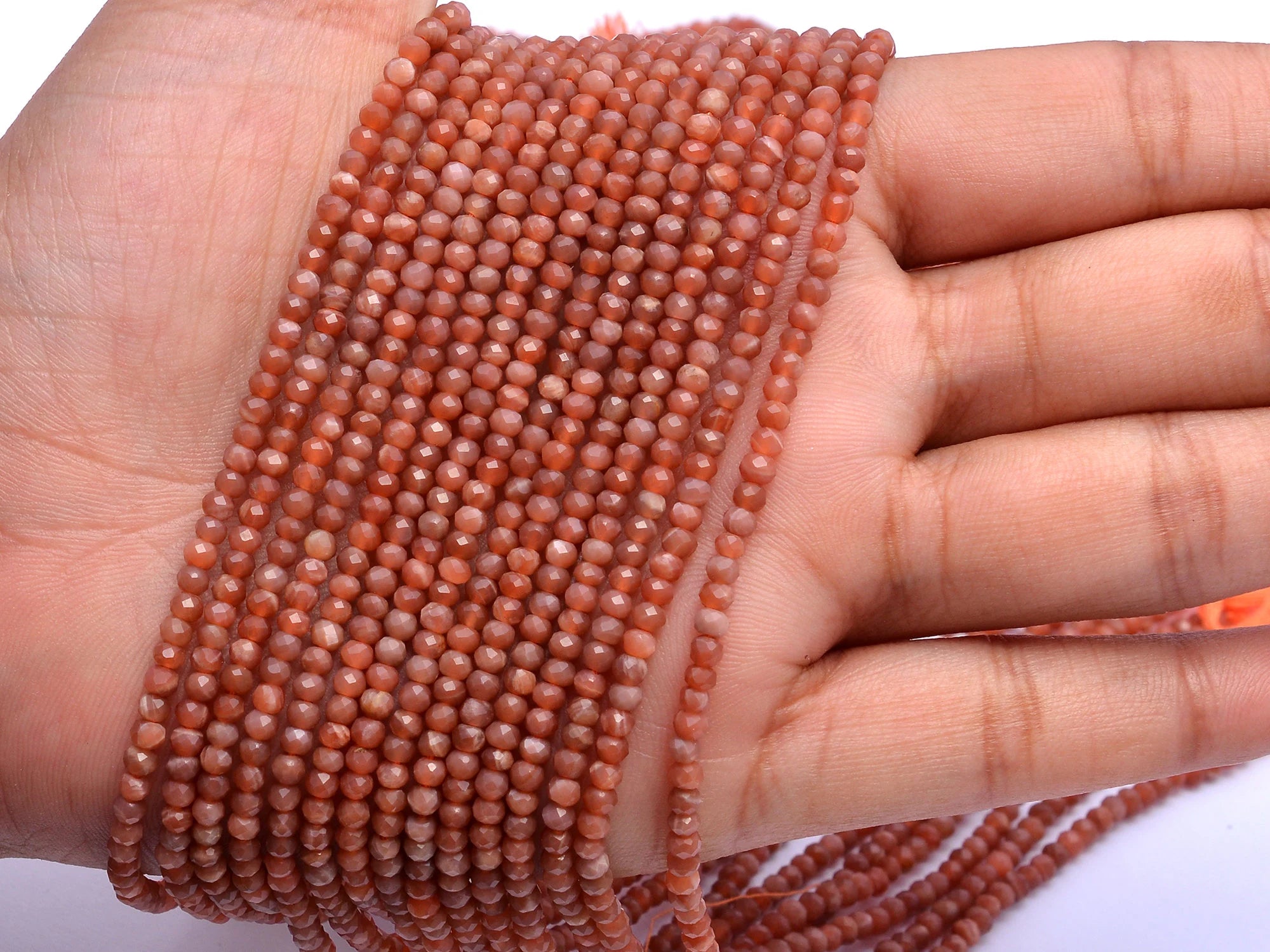 Natural Sunstone Faceted Round Balls Beads, 3 mm, SKU958