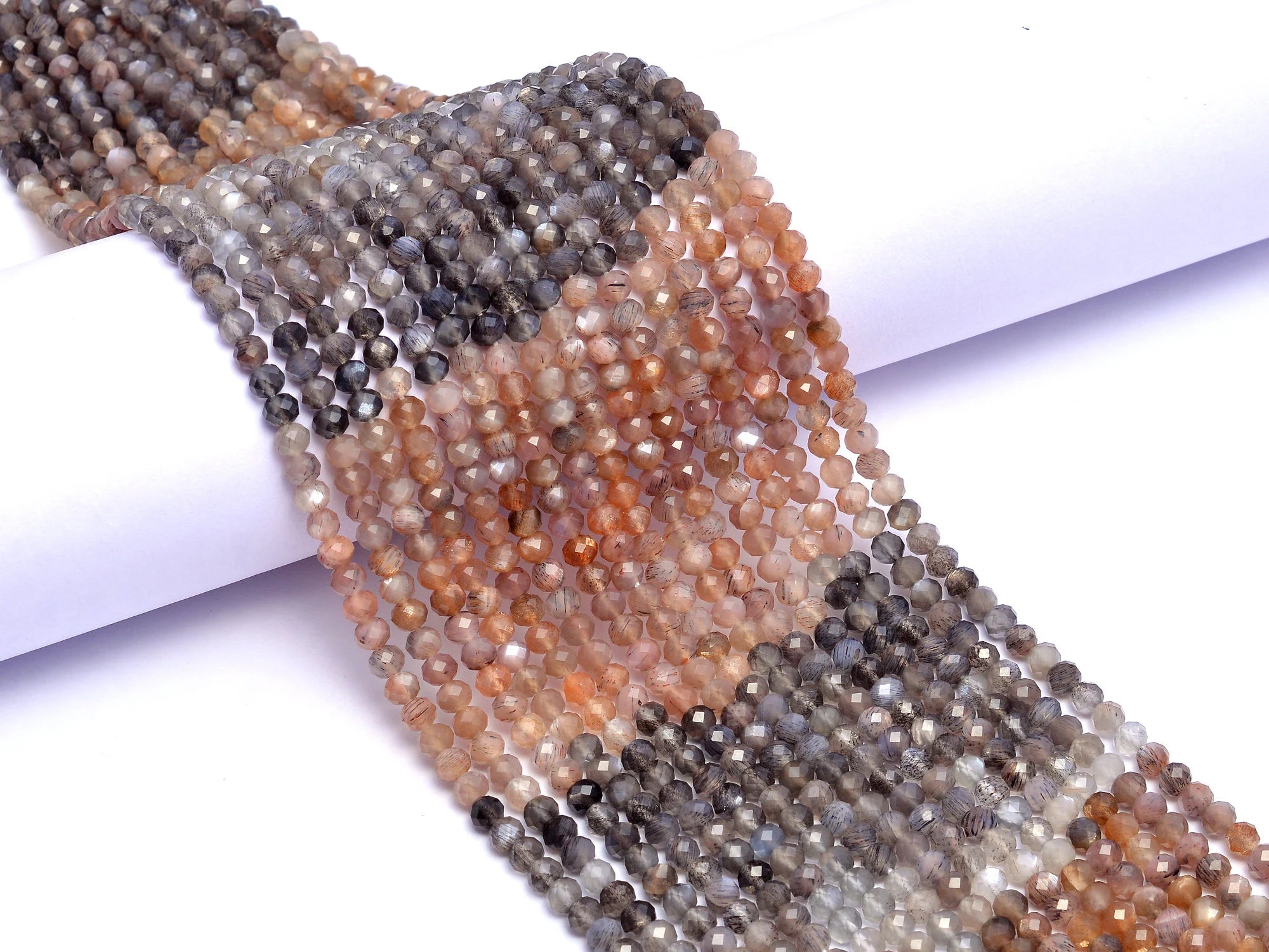 Natural Multi Moonstone Faceted Rondelle Beads,4.5 mm, SKU966