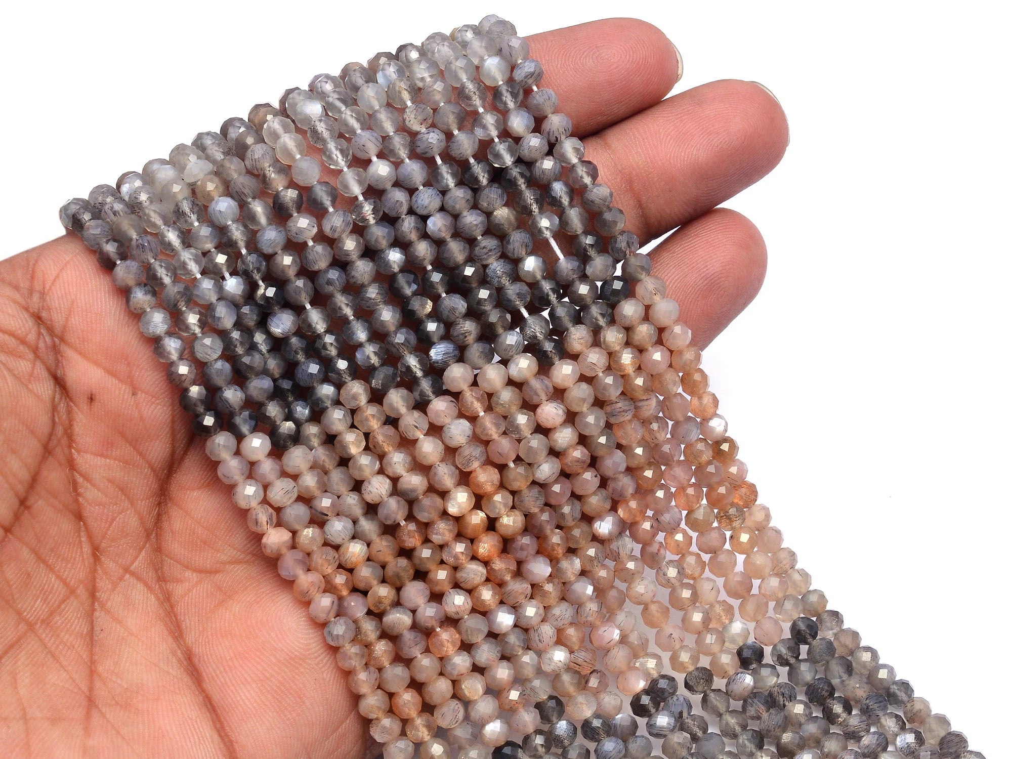 Natural Multi Moonstone Faceted Rondelle Beads,4.5 mm, SKU966