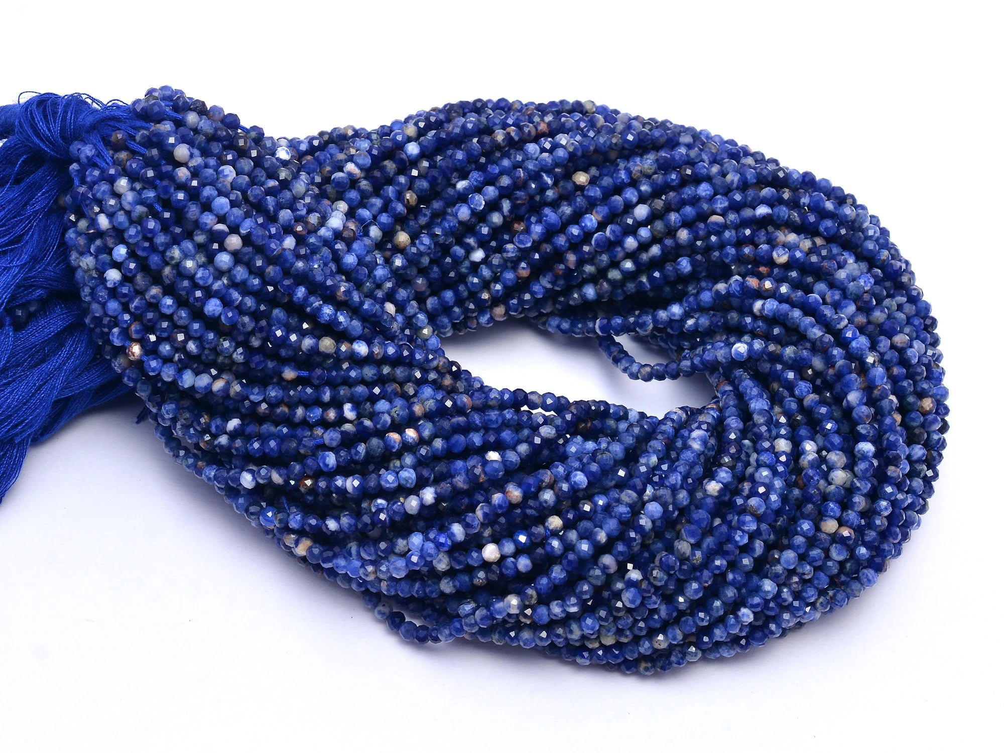 Natural Sodalite Micro Faceted Round Balls Beads, 3 mm, SKU967