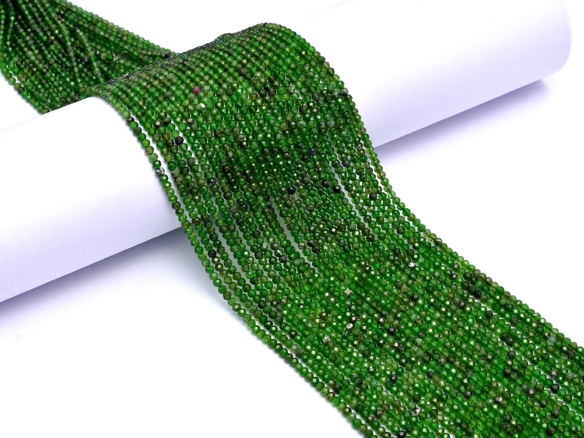 Natural Chrome Diopside Micro Faceted Round Balls Beads, 2.5 mm To 3 mm, SKU968