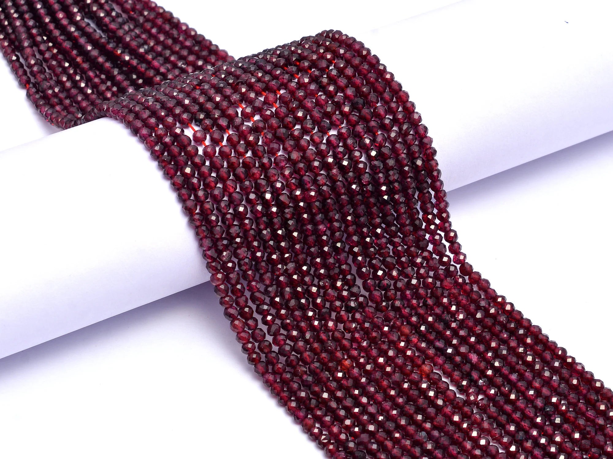 Natural Rhodolite Garnet Faceted Round Balls Beads, 3.5 mm To 4 mm, SKU969