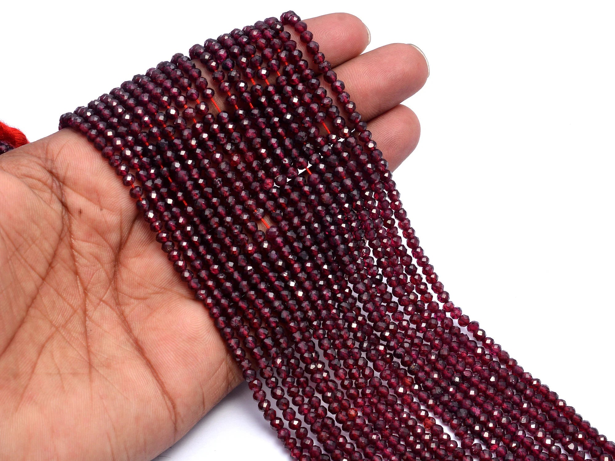 Natural Rhodolite Garnet Faceted Round Balls Beads, 3.5 mm To 4 mm, SKU969