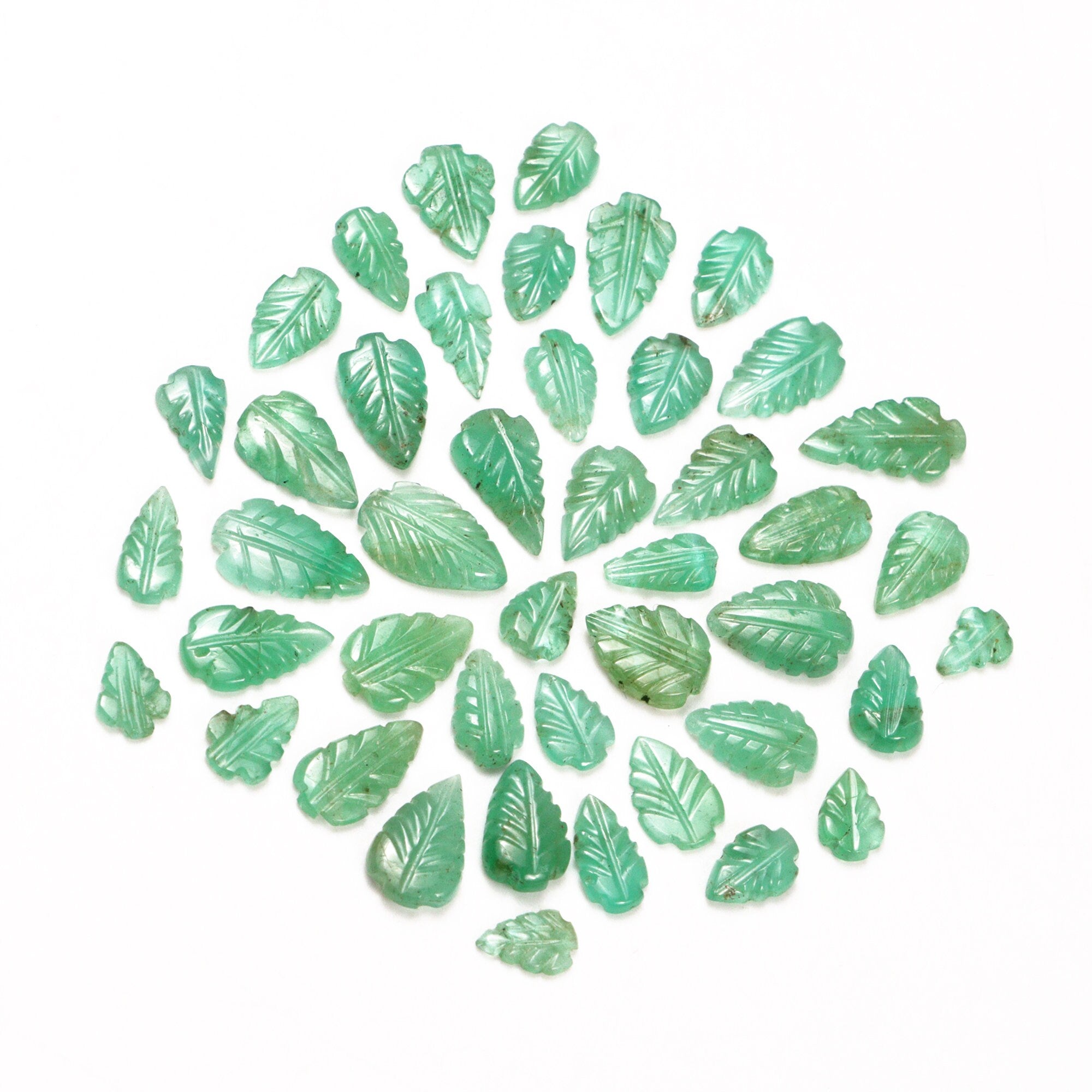AA Quality Emerald Leaf Carving Gemstone Lot, SKU2098