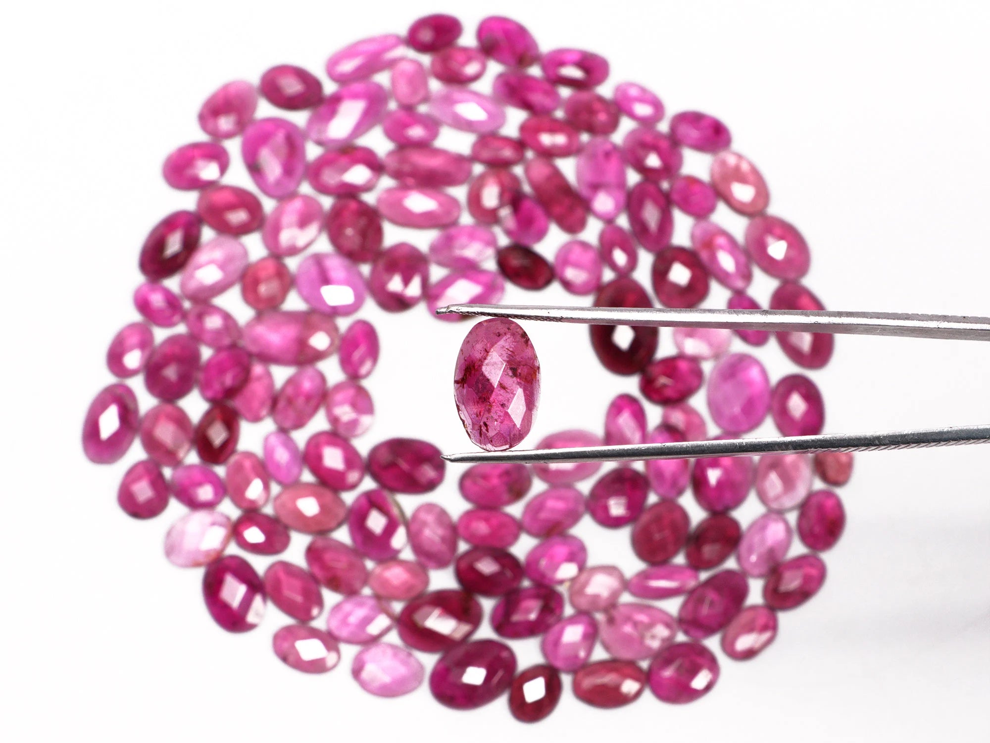 AAA Quality Rubelite Tourmaline Rosecut Slice Loose Gemstone, 5x6.5 mm To 9x13 mm, SKU2108