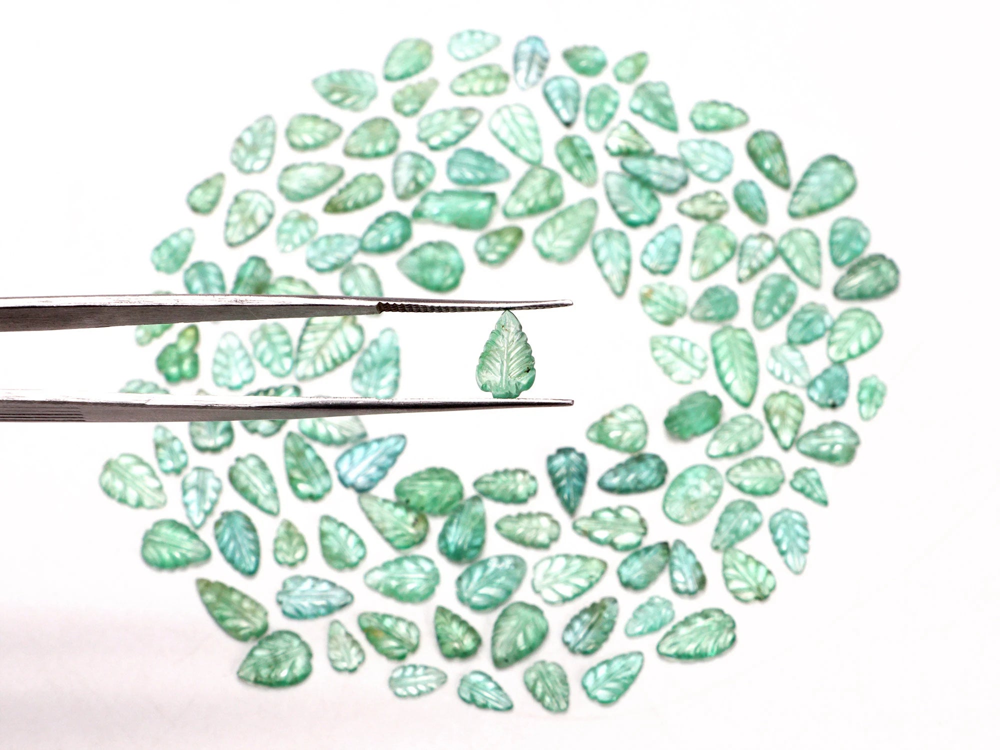 AA Quality Emerald Leaf Carving Gemstone Lot, Natural Emerald Fancy Leaf Shape Gemstone,  SKU2106