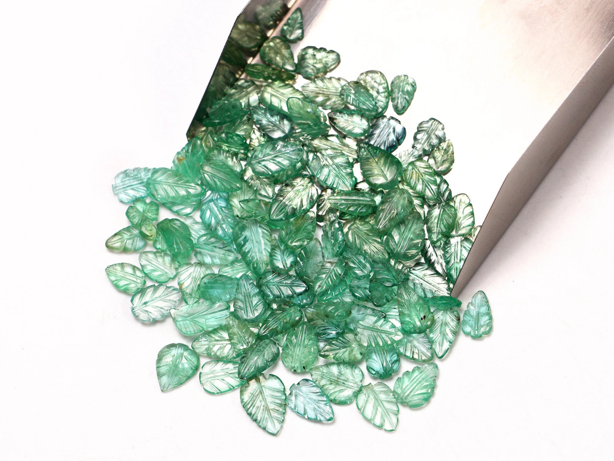 AA Quality Emerald Leaf Carving Gemstone Lot, Natural Emerald Fancy Leaf Shape Gemstone,  SKU2106