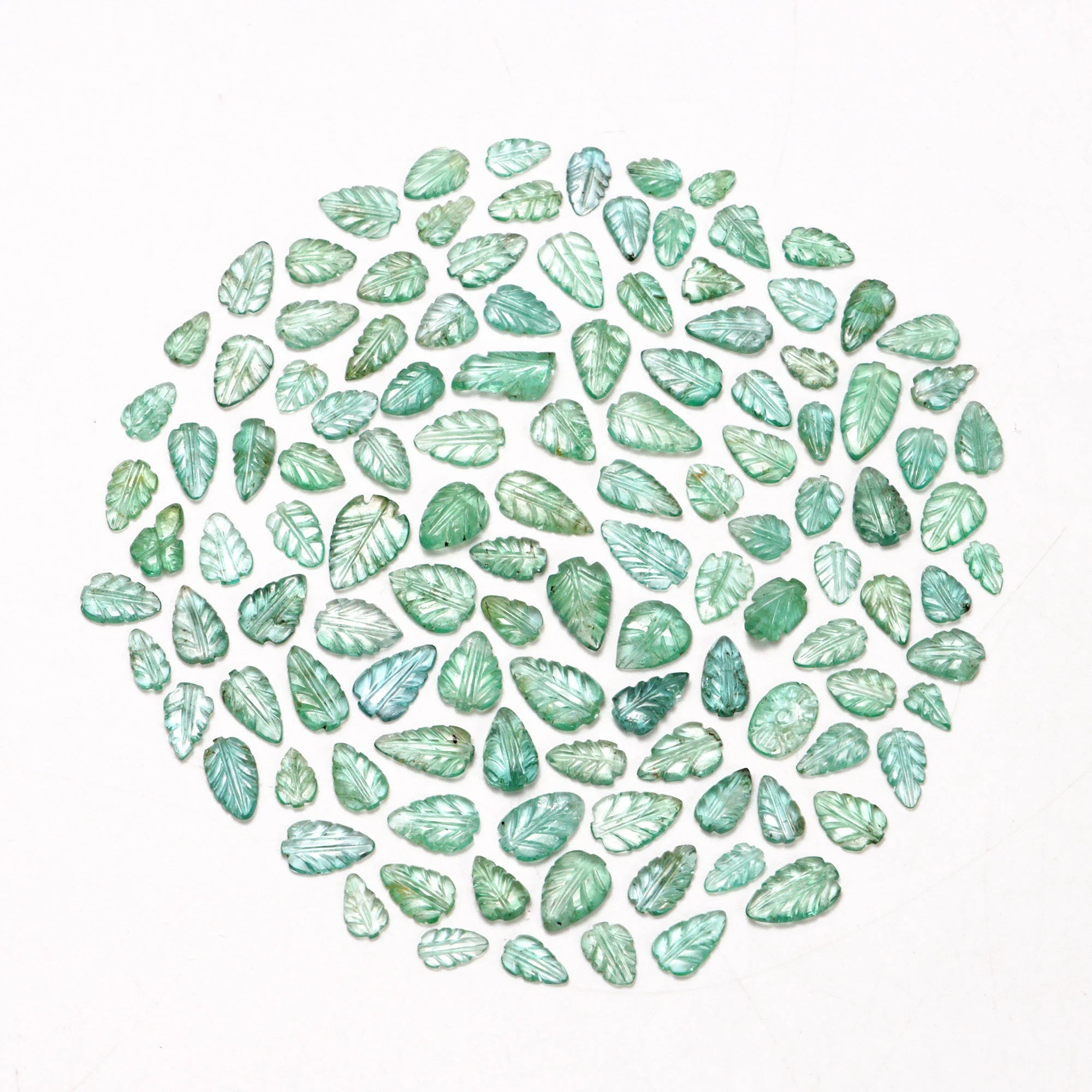 AA Quality Emerald Leaf Carving Gemstone Lot, Natural Emerald Fancy Leaf Shape Gemstone,  SKU2106