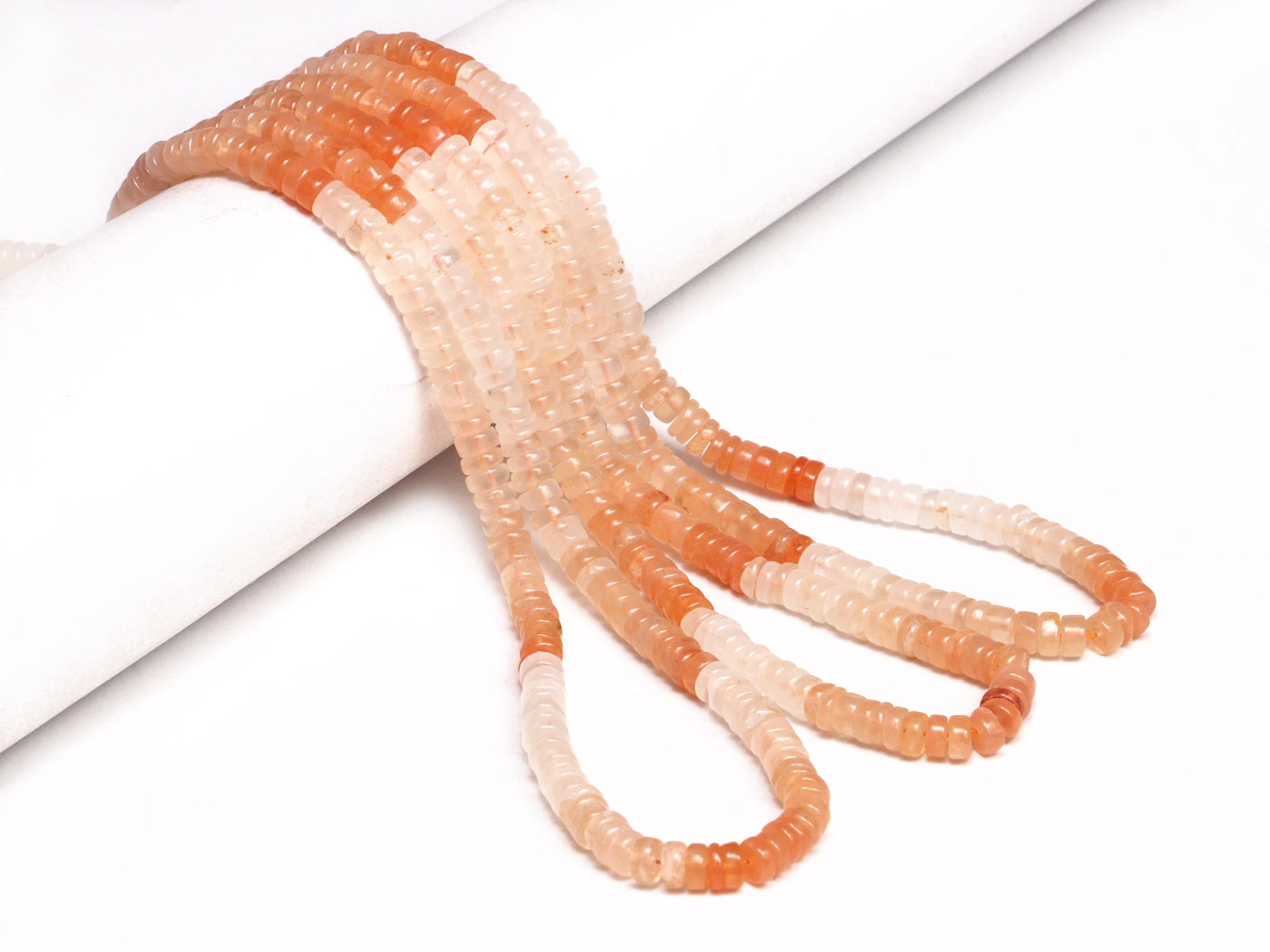 Shaded Peach Strawberry Smooth Heishi Beads, SKU2076
