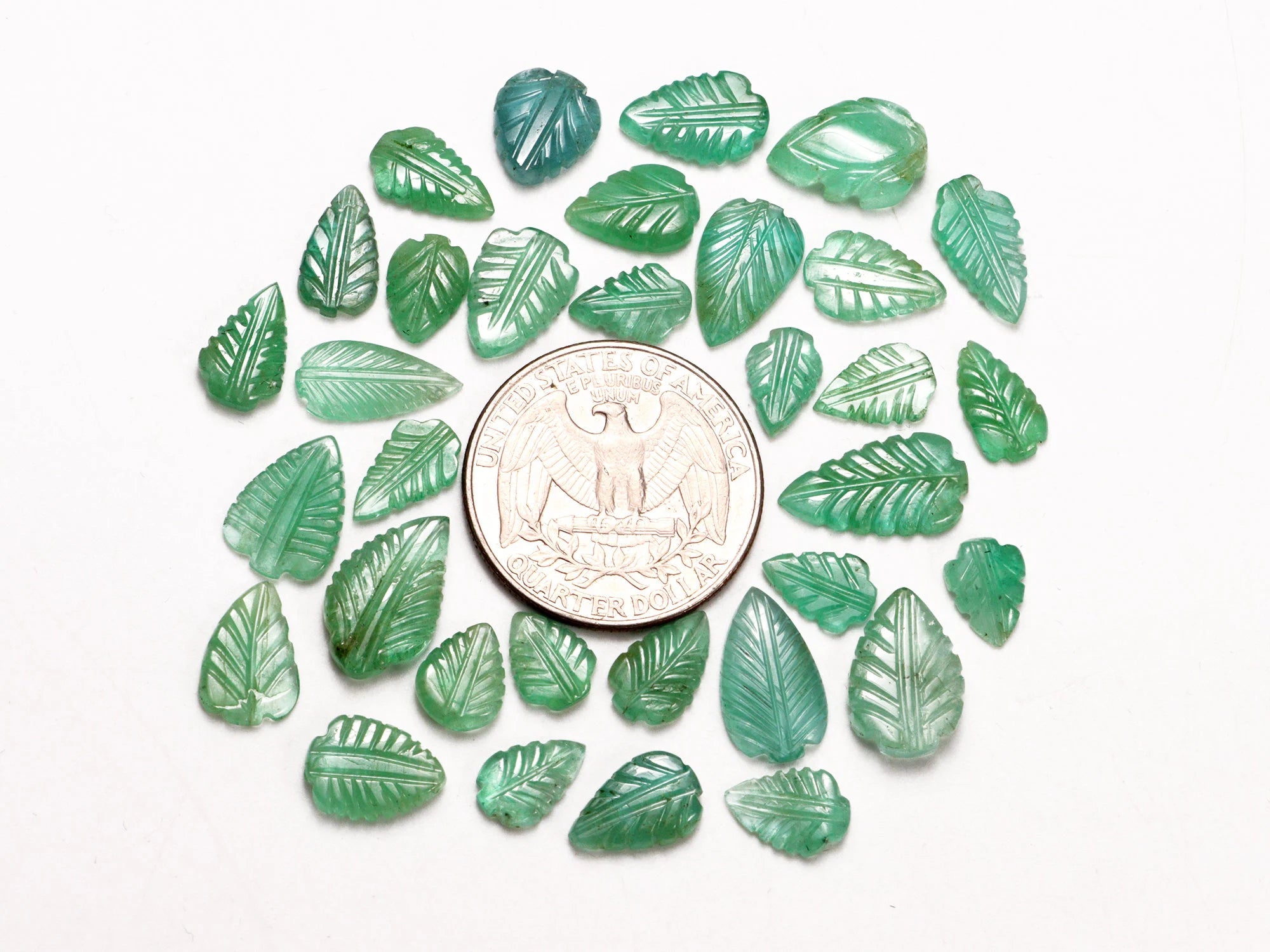 Green Emerald Leaf Carving Loose Gemstone, 6x9 mm To 9x15 mm, SKU2101