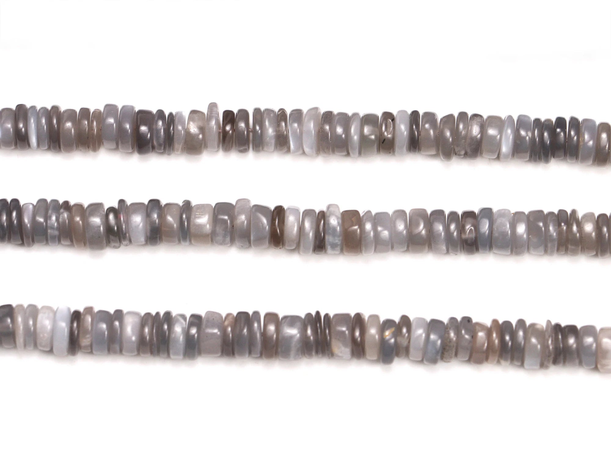 AA Quality Grey Moonstone Smooth Heishi Beads, SKU2077