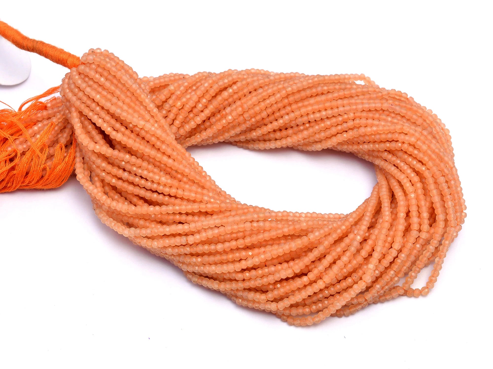 Natural Peach Moonstone Faceted Rondelle Beads, 3 mm, SKU970