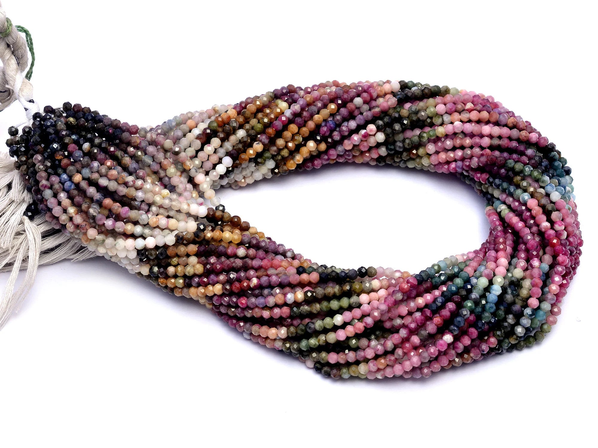 Natural Multi Tourmaline Micro Faceted Round Balls Beads, 3 mm, SKU971