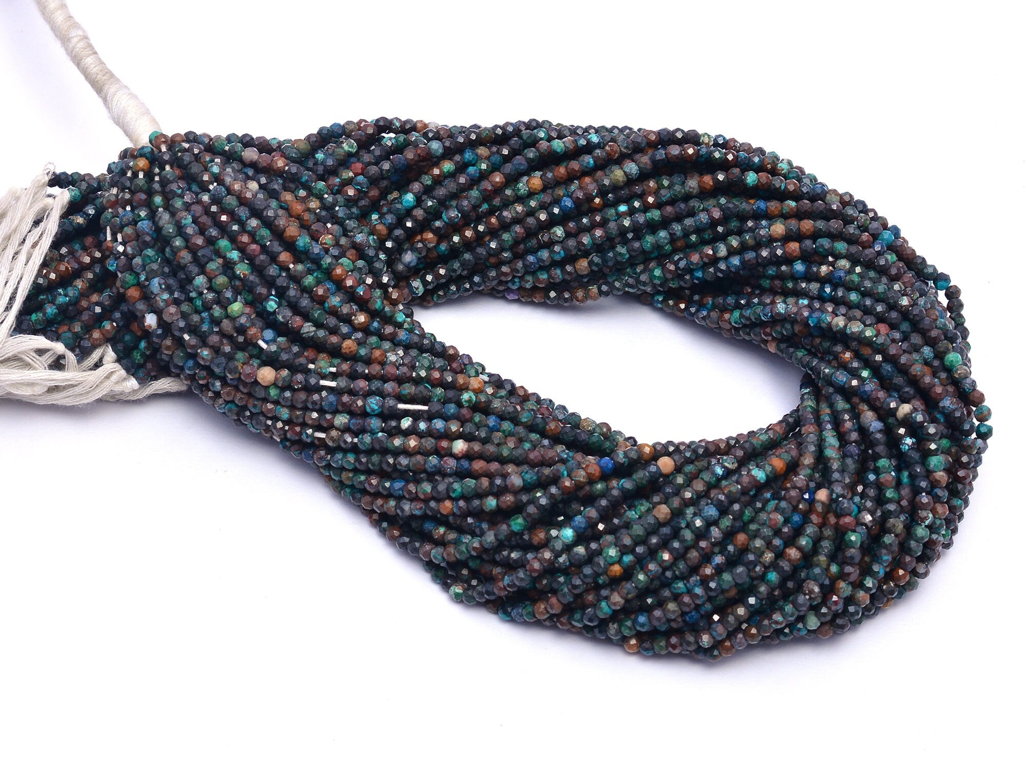 Natural Chrysocolla Faceted Rondelle Beads, 3 mm, SKU976
