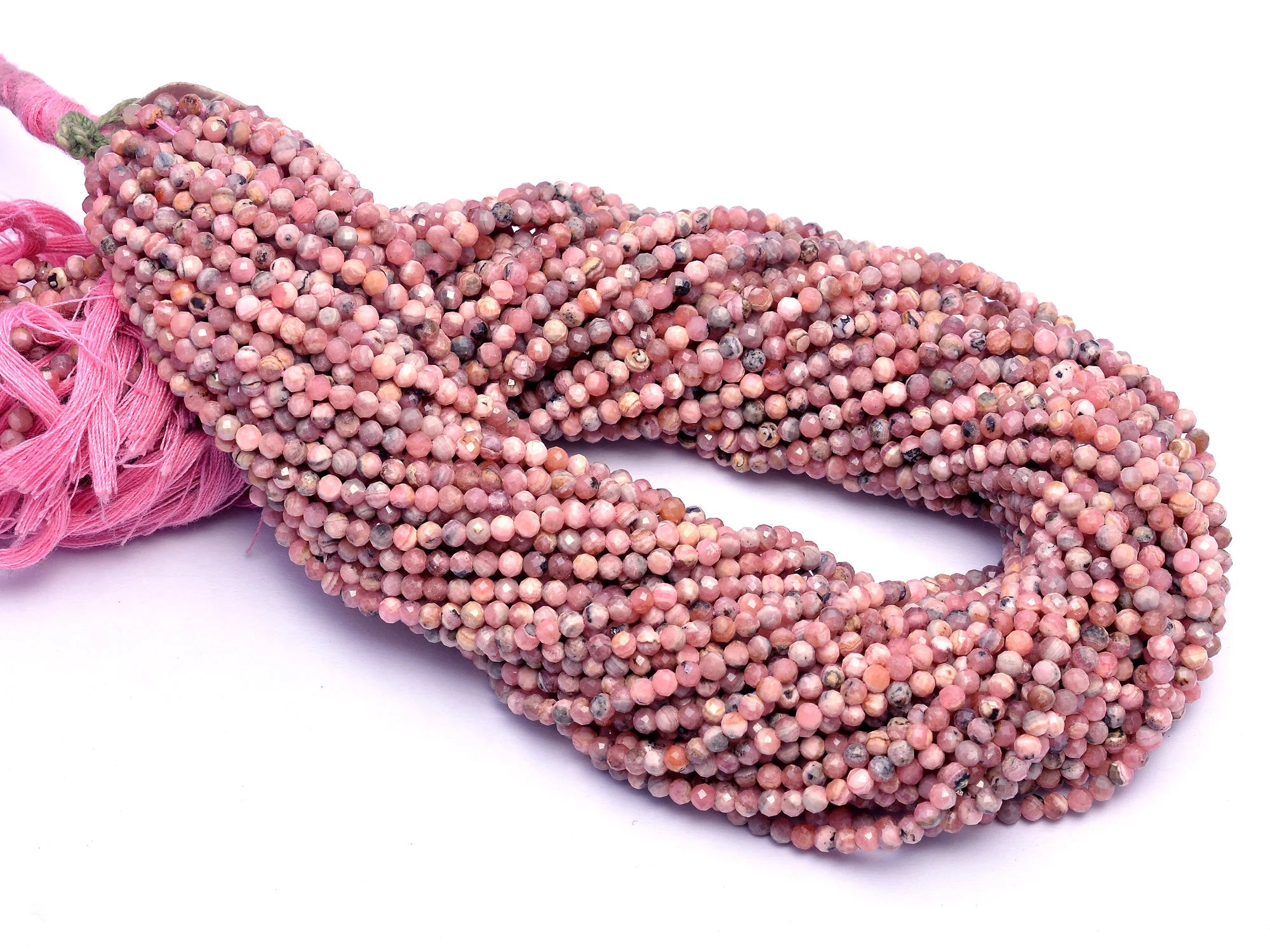 Natural Rhodochrosite Faceted Round Balls Beads, 3 mm, SKU977