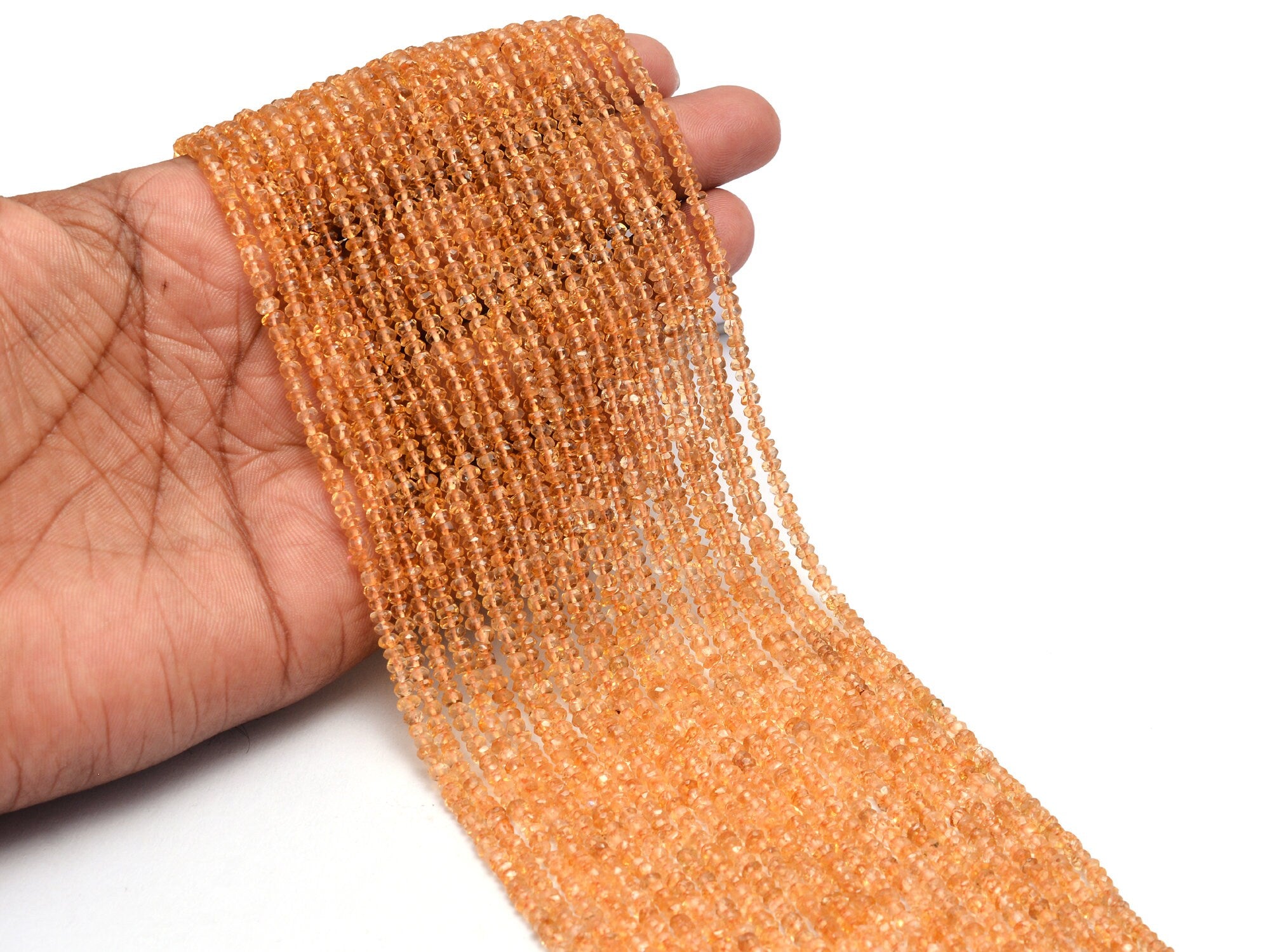 Citrine Faceted Rondelle Beads, 3 mm To 3.5 mm, SKU873