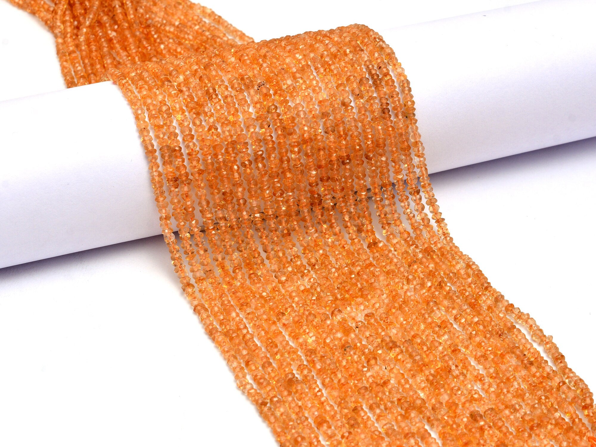Citrine Faceted Rondelle Beads, 3 mm To 3.5 mm, SKU873